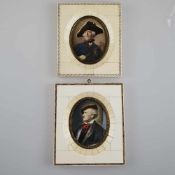 Zwei Elfenbeinminiaturen - Miniaturmalerei auf Elfenbeinplatte, 1x ovales Portrait von Richard