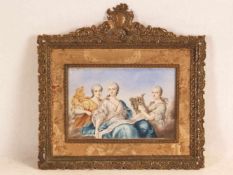 Elfenbeinminiatur - Drei Töchter des König Ludwigs XV. als Musen zwischen Wolken, Miniaturmalerei