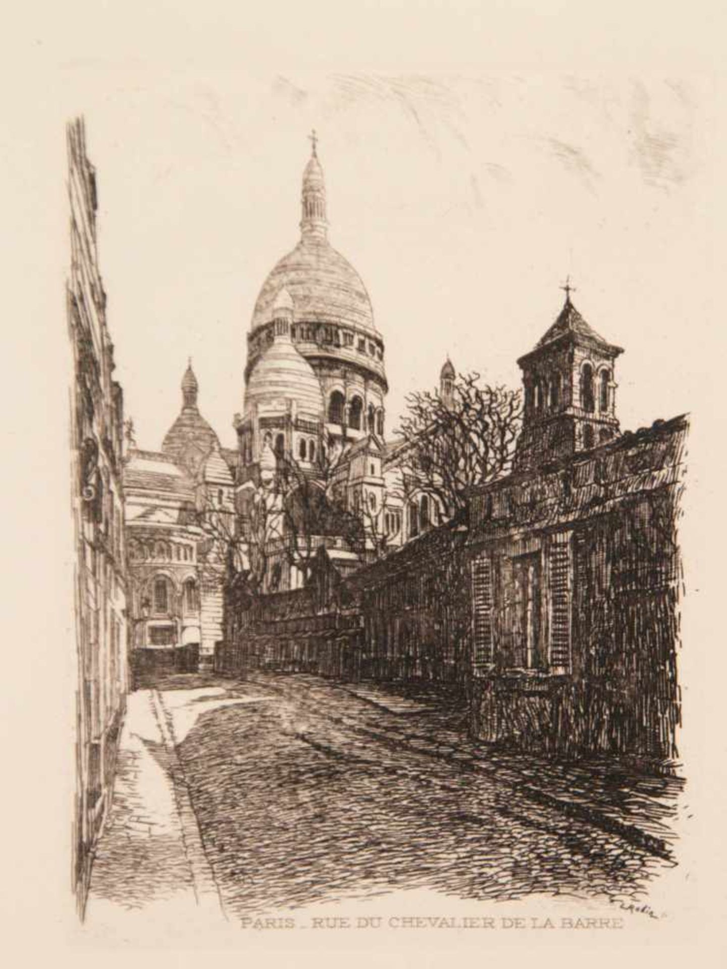 Konvolut Paris-Ansichten - 2 Miniatur-Radierungen, "Paris Notre-Dame" und "Paris, Rue du Chevalier - Bild 3 aus 4