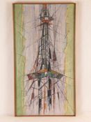 Rudolph, Paul - "Sendeturm", Öl auf Pressholzplatte, 1961, unten rechts signiert, verso bez. "12/