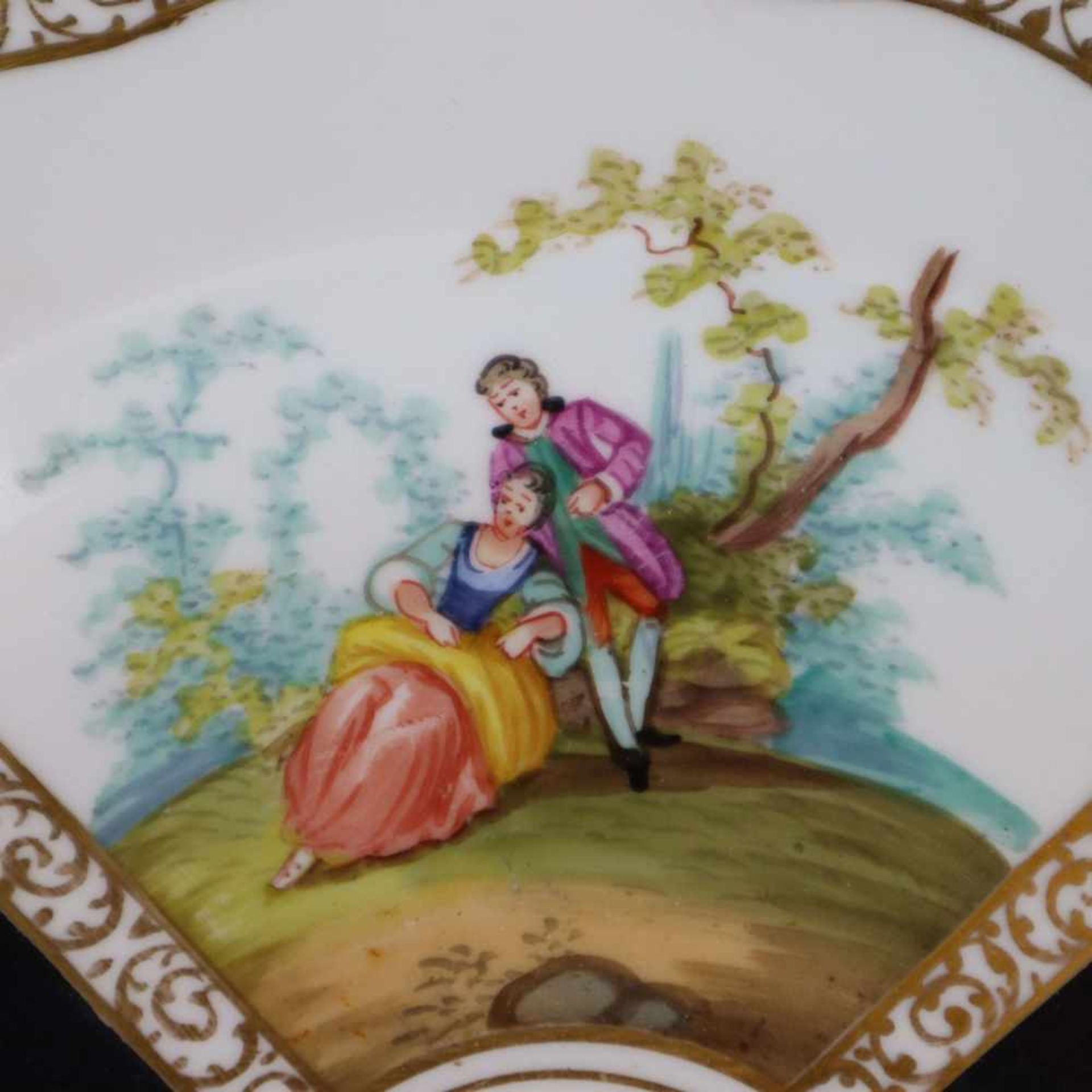 Paar Teller Meissen - unterglasurblaue Schwertermarke mit zwei Schleifstrichen, Knaufzeit (1850- - Bild 3 aus 8