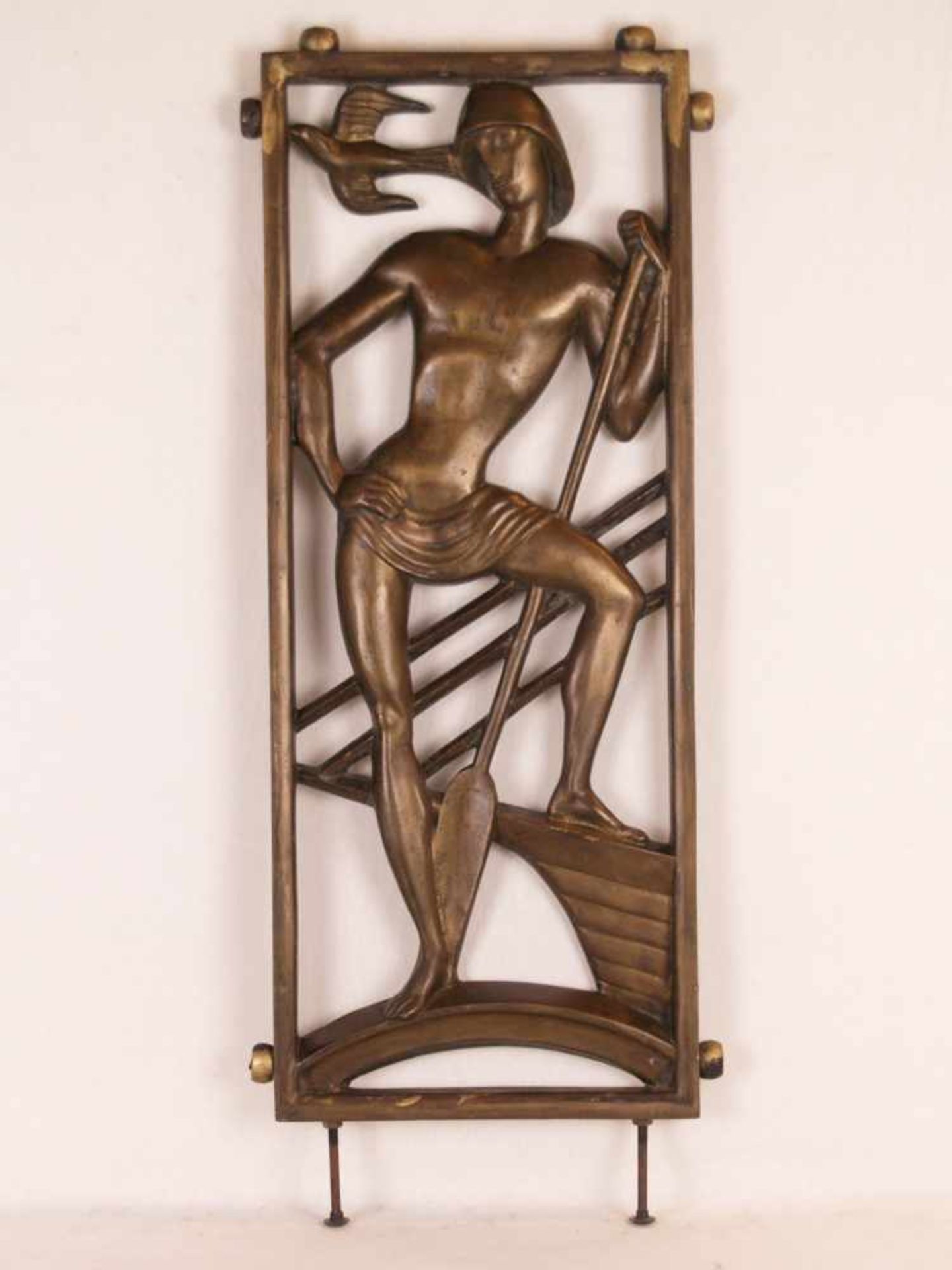Wandrelief - Eisenguss, Schausete bronziert, durchbrochen gearbeitet, im rechteckigen Rahmen