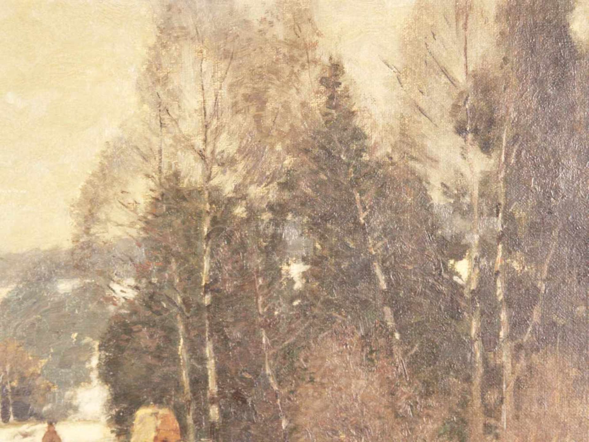 Hermanns, Heinrich ( Düsseldorf 1862 - 1942 ebd.) - Winterlandschaft, Öl auf Leinwand, unten - Bild 5 aus 6