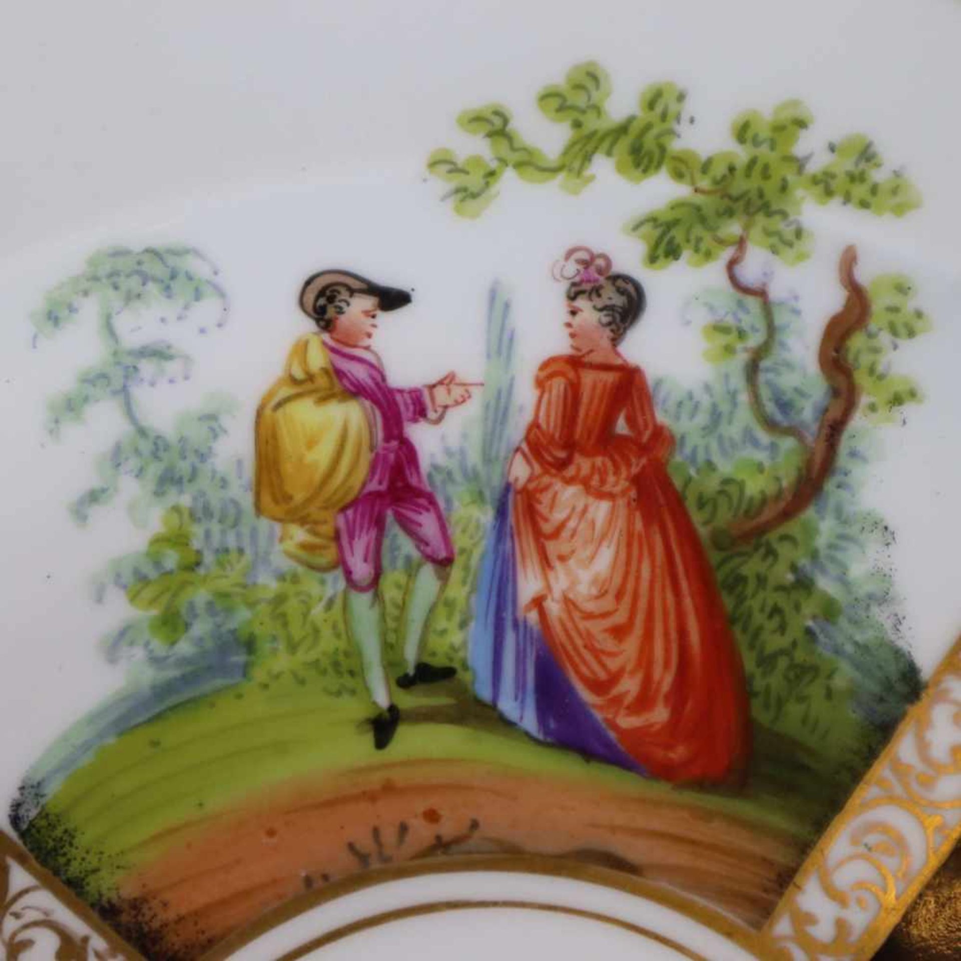 Paar Teller Meissen - unterglasurblaue Schwertermarke mit zwei Schleifstrichen, Knaufzeit (1850- - Bild 5 aus 8