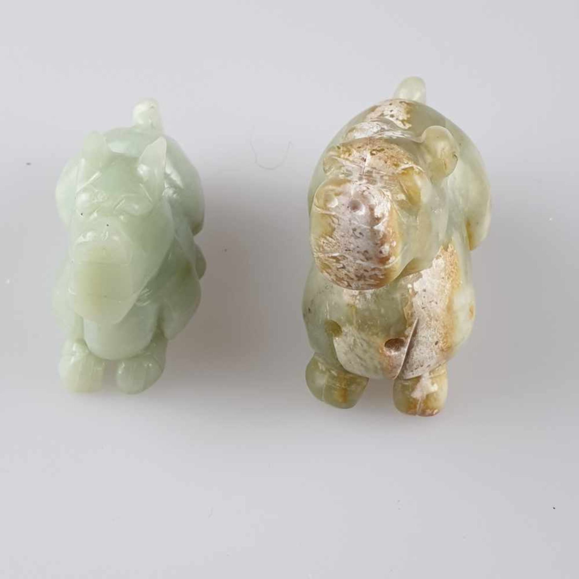Zwei Miniatur-Fo-Hunde/Chi Tiger - China, vollrunde Schnitzereien aus Onyx, geschliffen und glänzend - Image 2 of 9