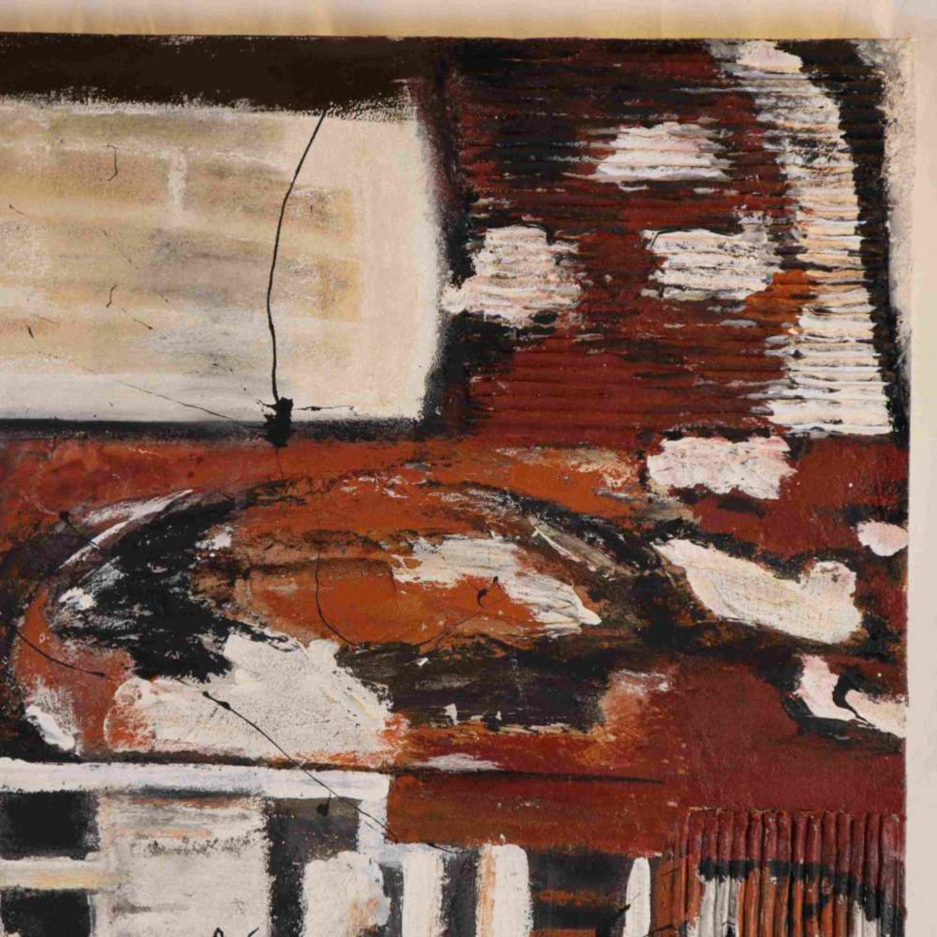 Jani - "Buildings", Acryl und Collage auf Leinwand, unten rechts signiert, ca.100x80cm, ungerahmt - Bild 2 aus 4