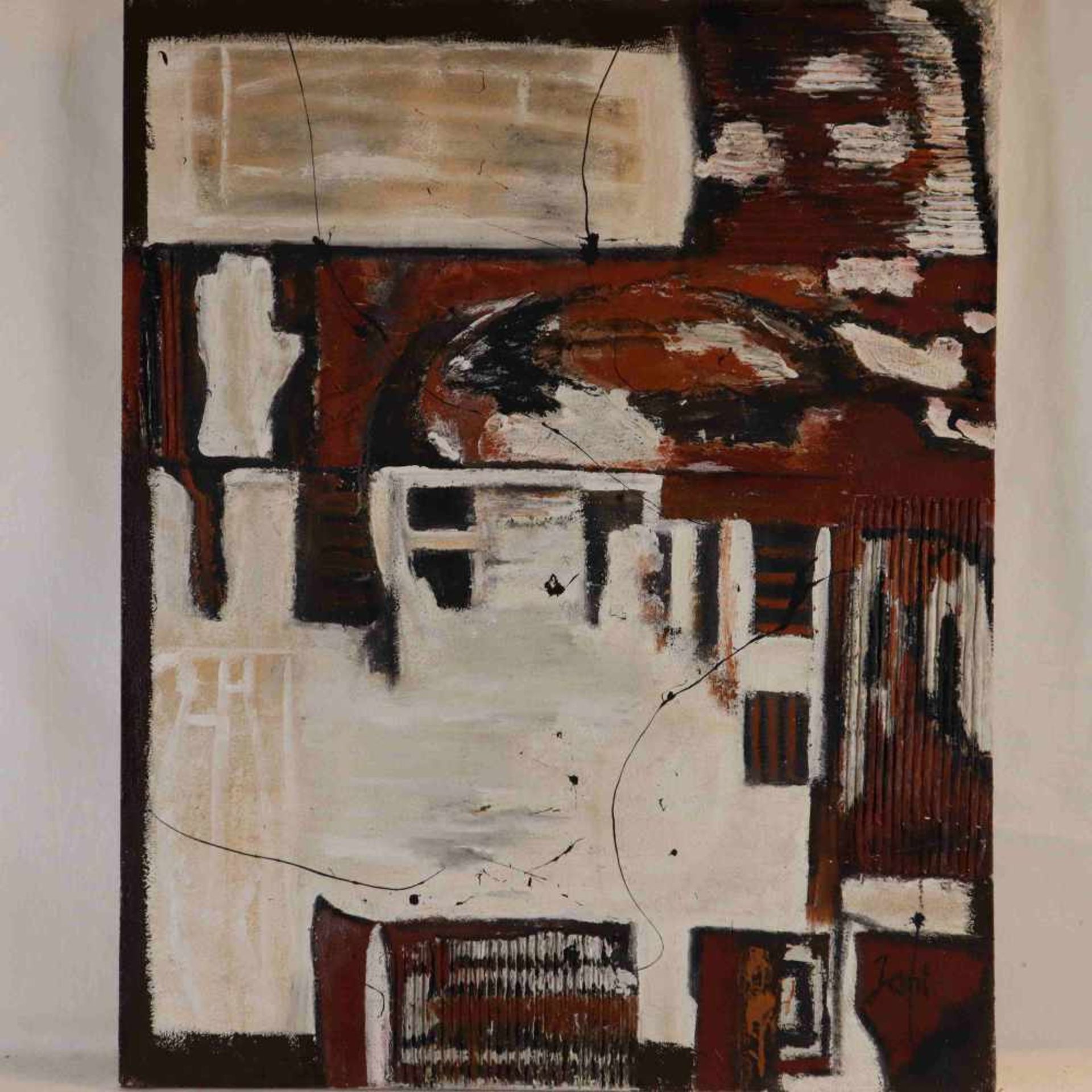 Jani - "Buildings", Acryl und Collage auf Leinwand, unten rechts signiert, ca.100x80cm, ungerahmt