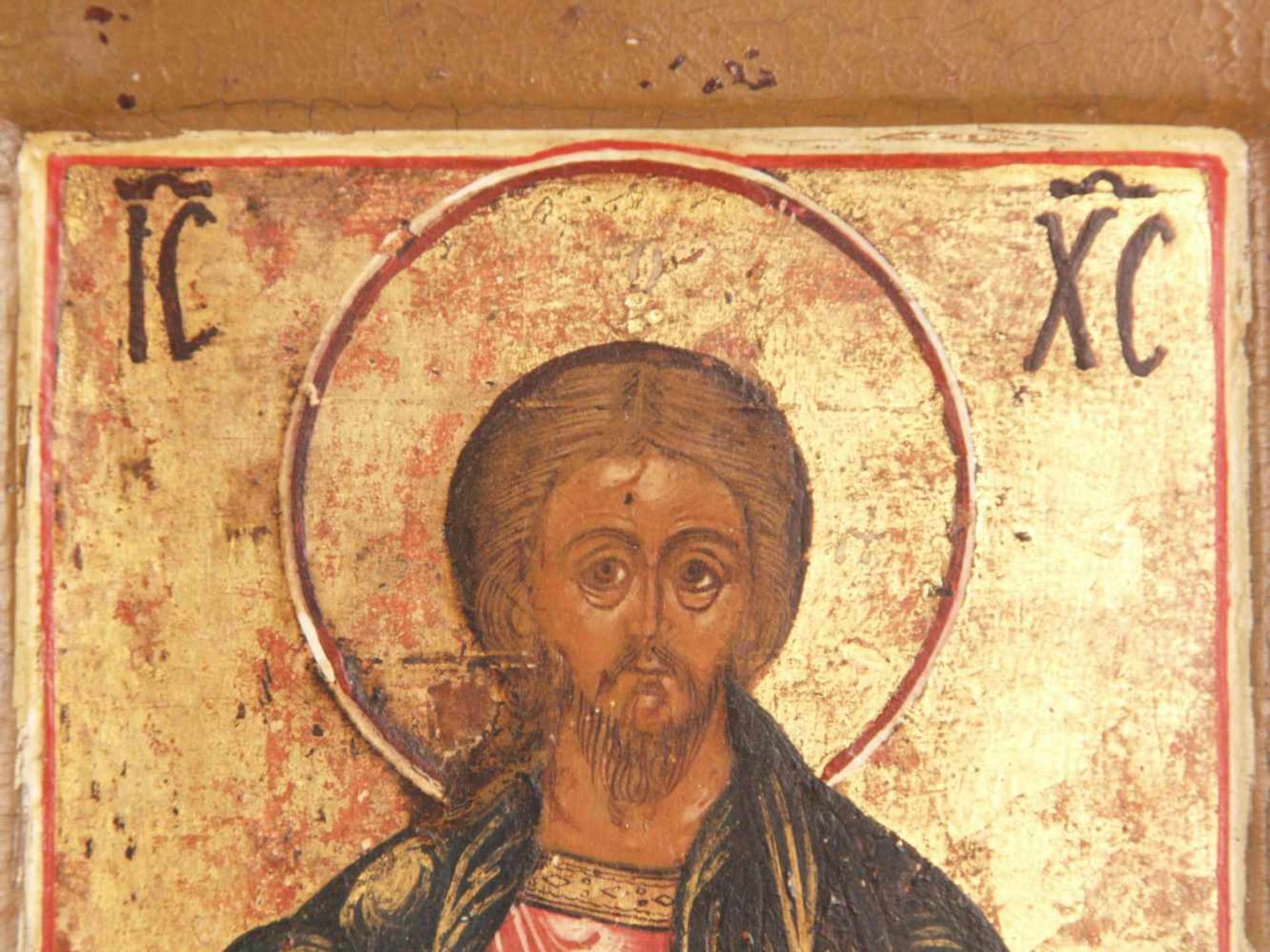 Ikone - Russland, Eitempera auf Kreide-und Goldgrund, Kowtscheg, Christus Pantokrator mit - Image 2 of 4