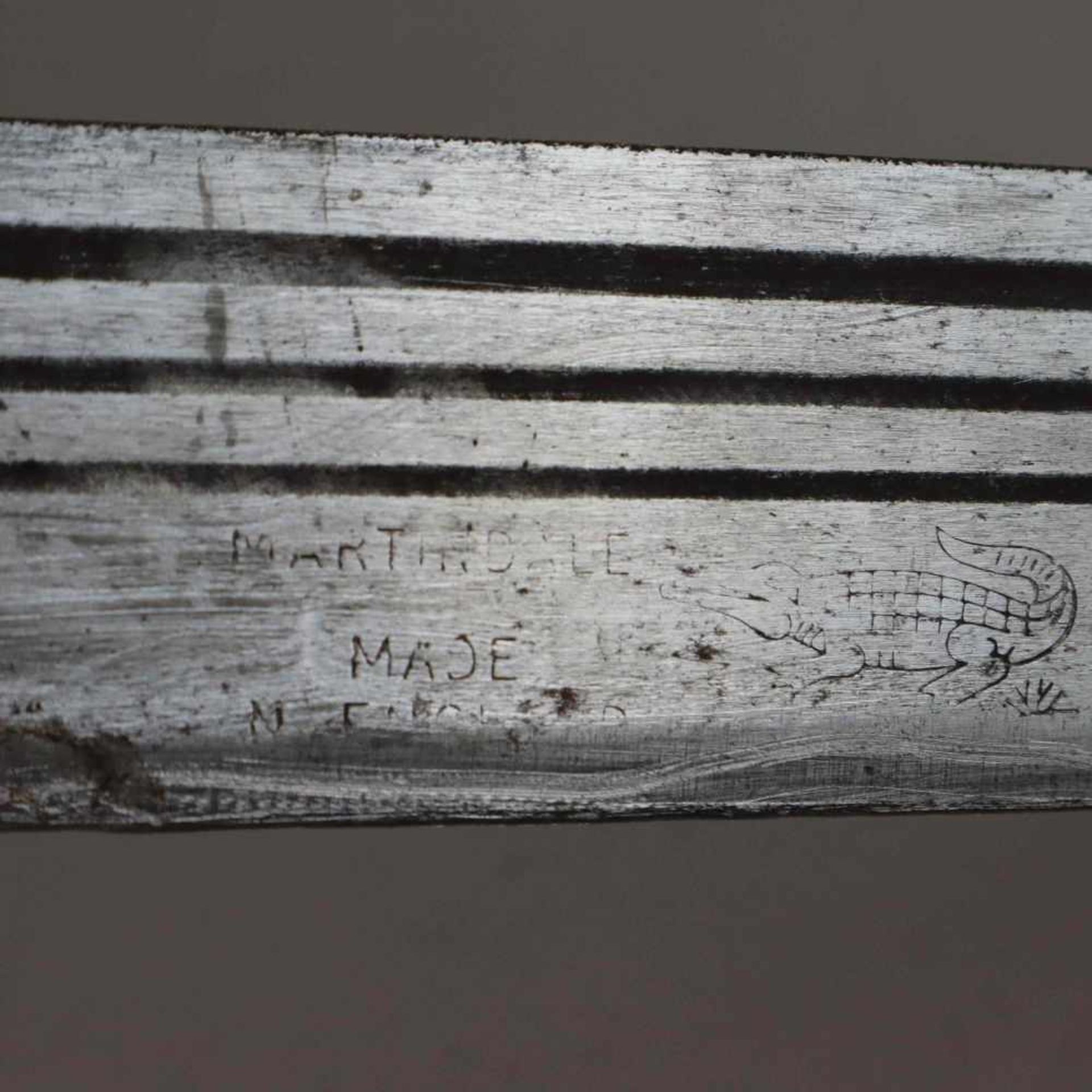 Machete in Lederscheide - England, Hersteller Martindale,blanke Klinge, L. 44 cm, beidseitig jeweils - Bild 4 aus 5