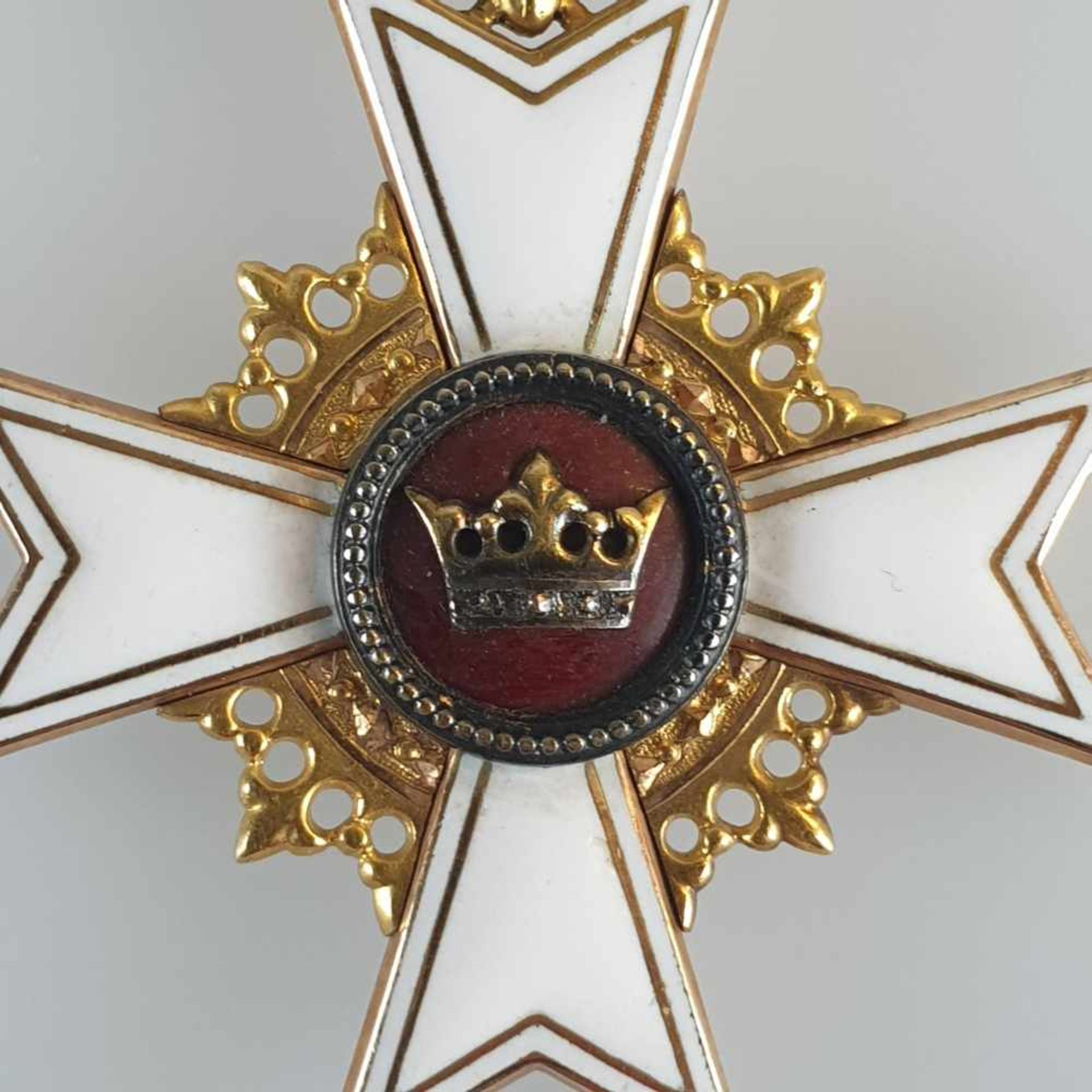 Orden für besondere Verdienste - Serbien um 1900, achteckiges weißemailiertes Malteserkreuz mit - Bild 2 aus 5