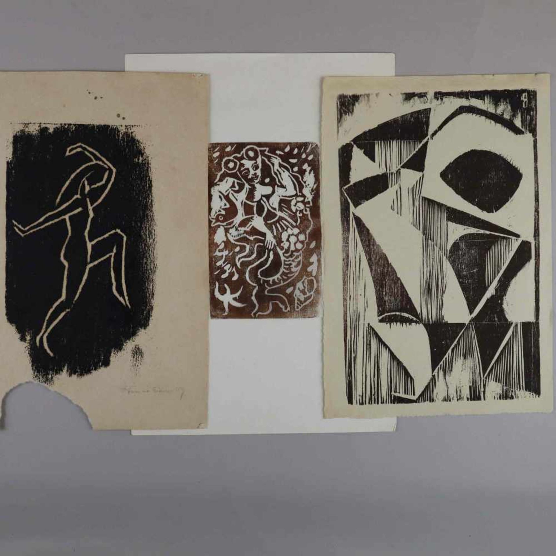 Eitner, Otmar (1929-2008) - Mappe mit Holz-Linolschnitten, 1949/50, Mappe innen bez."Eine kleine - Image 3 of 8
