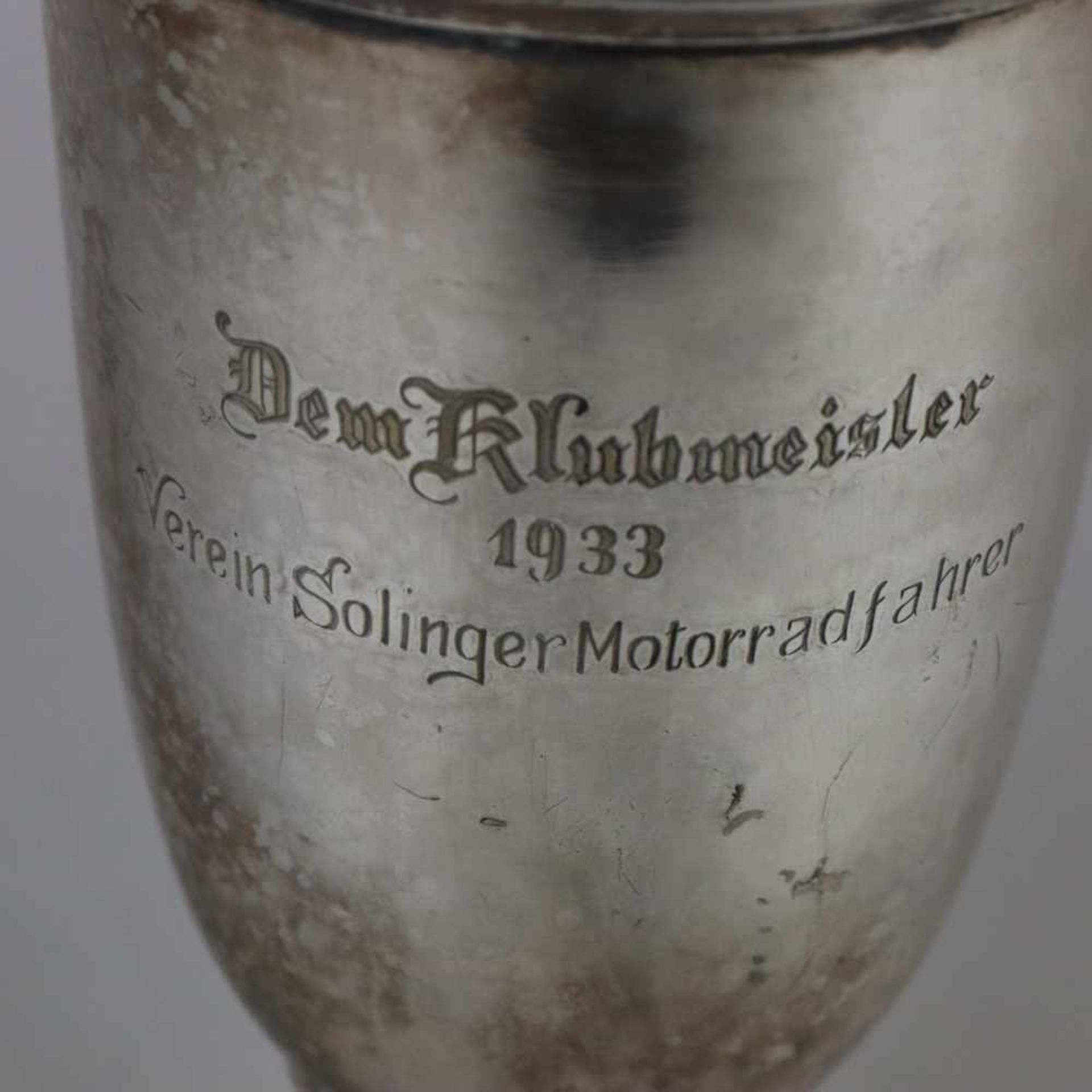 Motorradpokal - Gravur "Dem Klubmeister 1933 Verein Solinger Motorradfahrer", umlaufend - Bild 2 aus 7