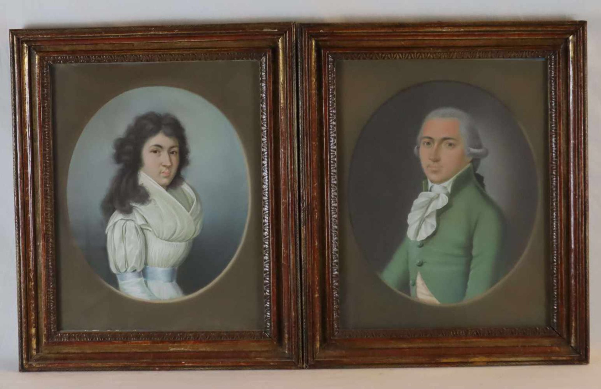 Vollmöller, Johann (1750 - 1813 Fulda) - Damen- und Herrenporträt, Pastellkreide auf Papier, jeweils