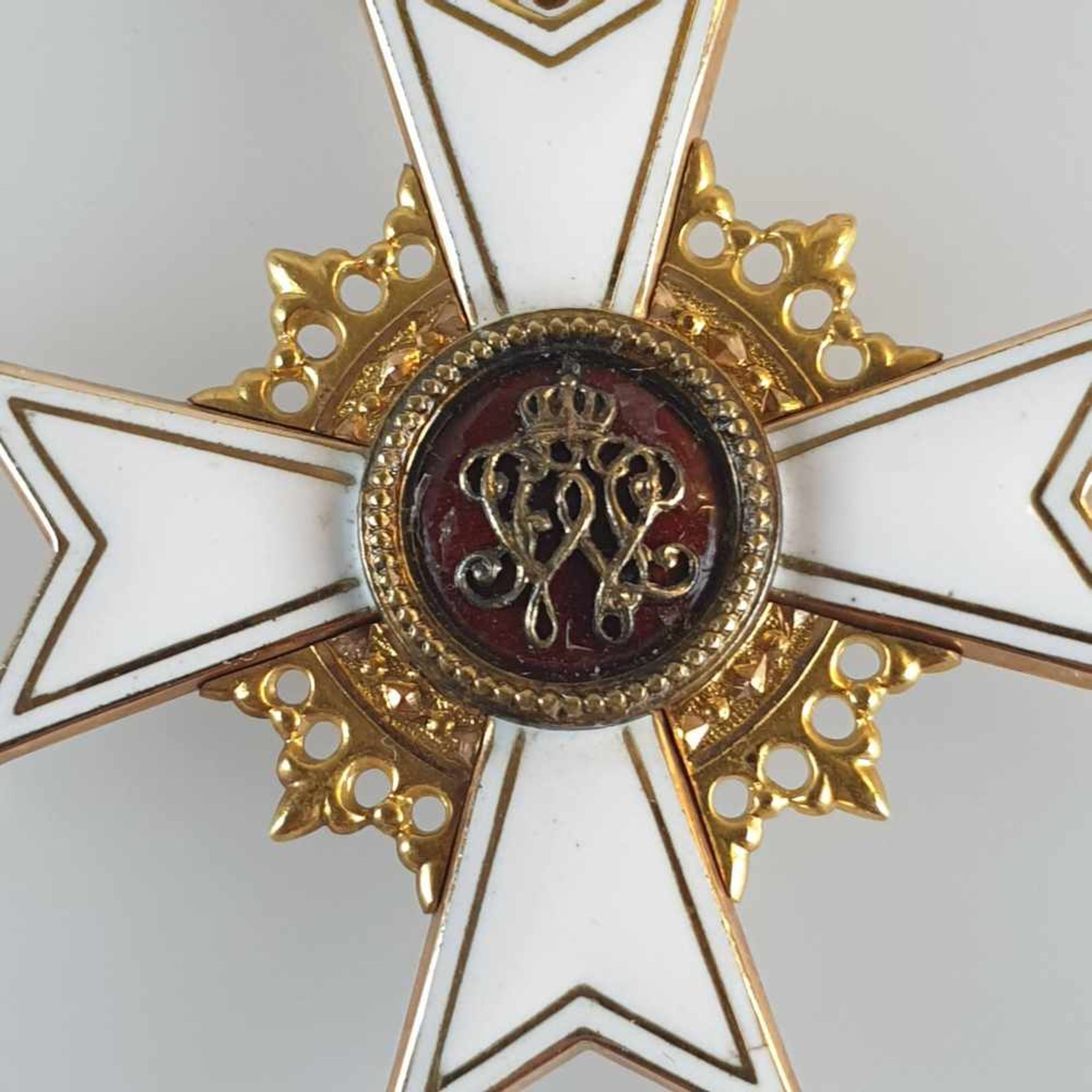 Orden für besondere Verdienste - Serbien um 1900, achteckiges weißemailiertes Malteserkreuz mit - Bild 5 aus 5