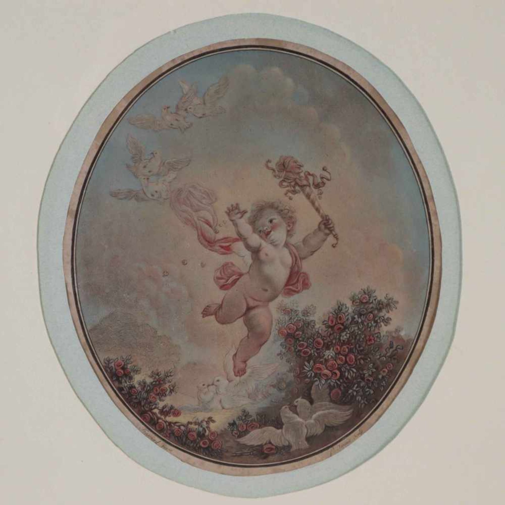 Janinet, Jean François (1752-Paris-1814, nach) - Zwei ovale Putto-Darstellungen, "La Folie" und "L' - Bild 2 aus 6