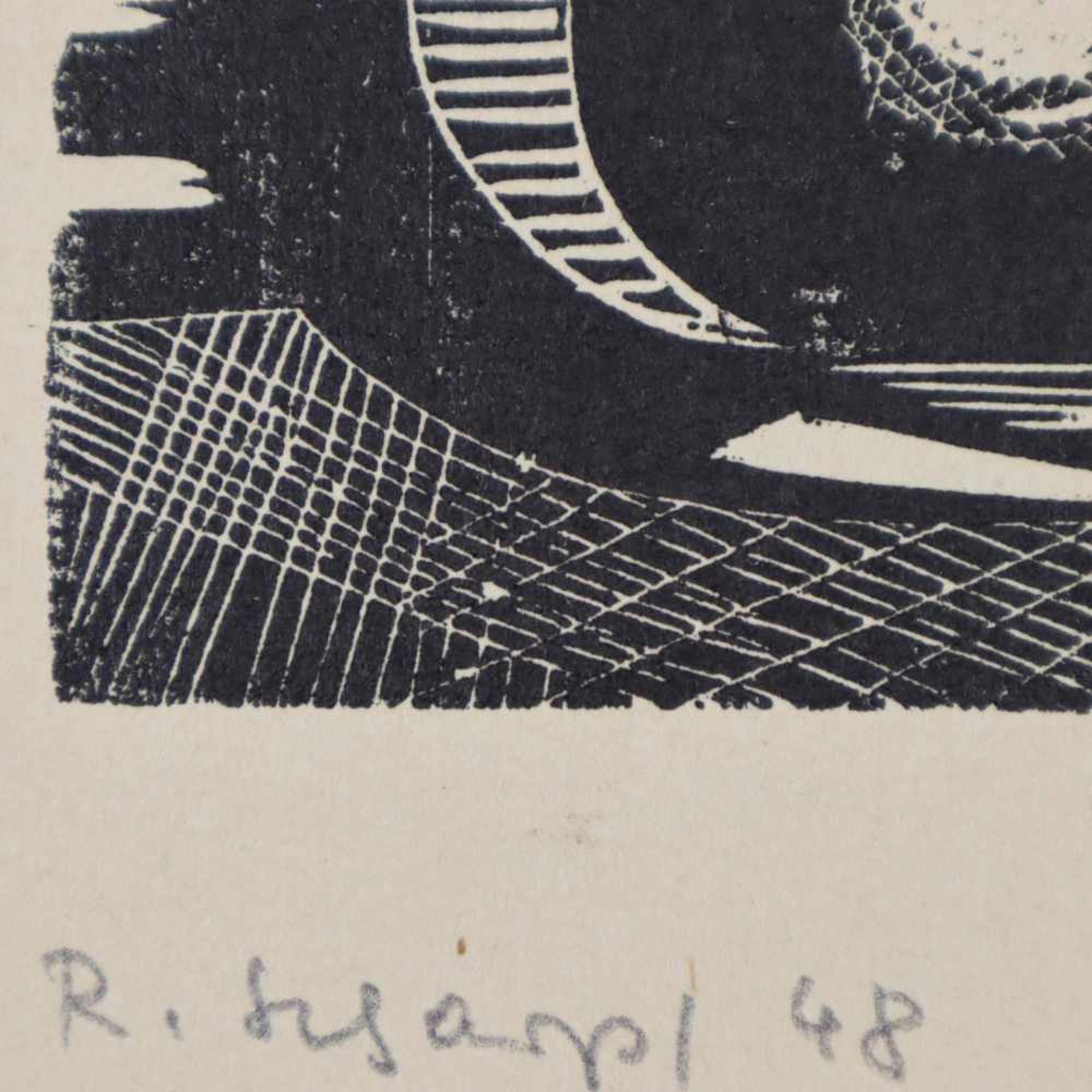 Eitner, Otmar (1929-2008) - Mappe mit Holz-Linolschnitten, 1949/50, Mappe innen bez."Eine kleine - Image 7 of 8
