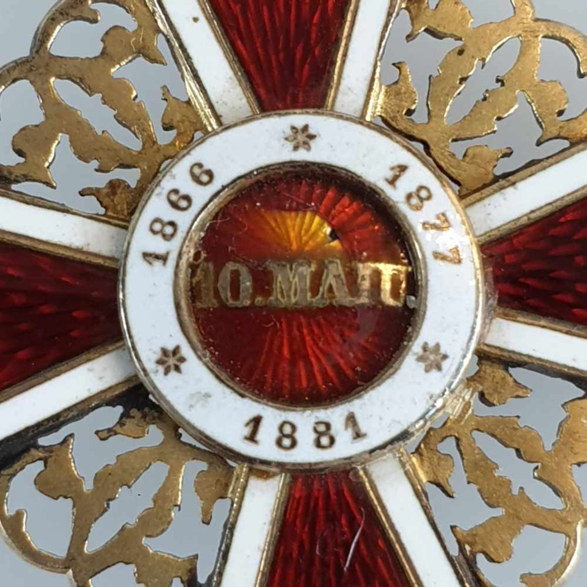 Orden der Krone von Rumänien - Kommandeurkreuz, erstes Modell (1881-1932), 1881 durch König Carol I. - Bild 2 aus 5