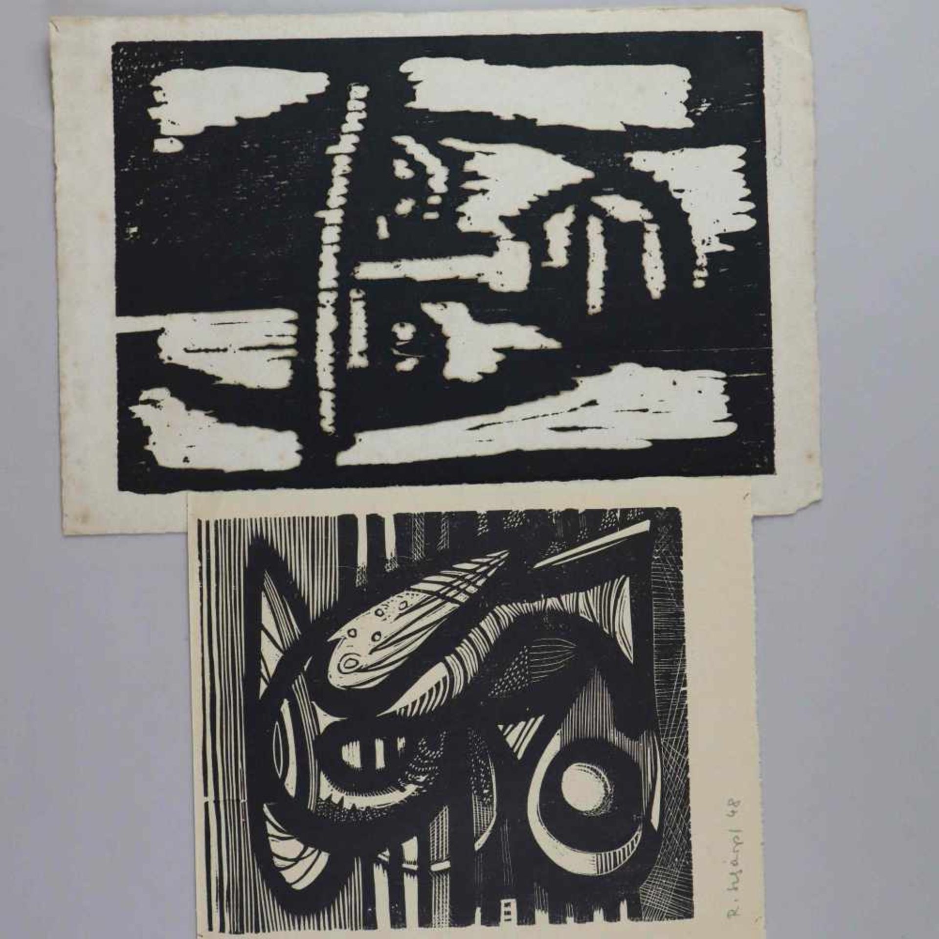 Eitner, Otmar (1929-2008) - Mappe mit Holz-Linolschnitten, 1949/50, Mappe innen bez."Eine kleine - Image 4 of 8