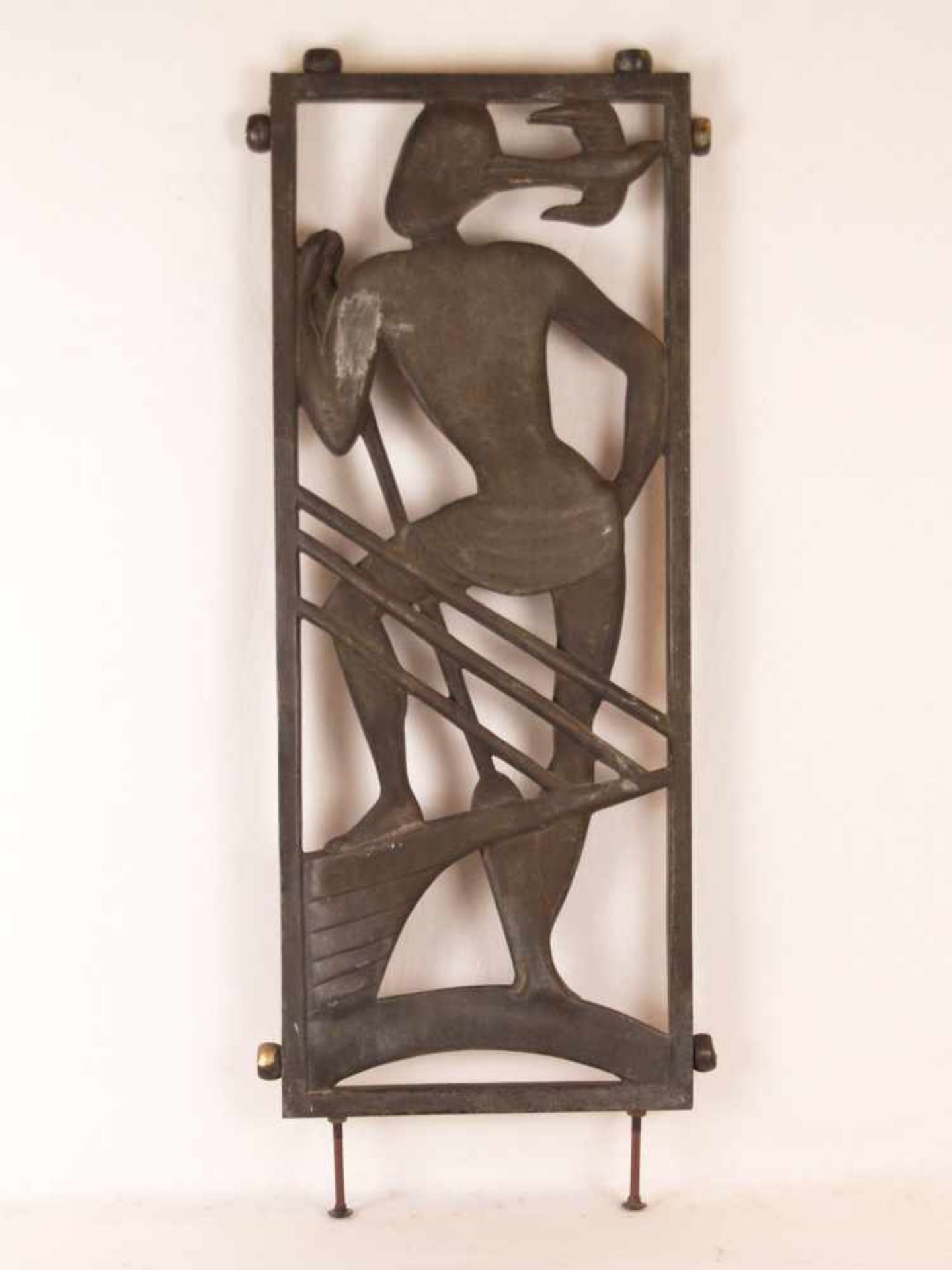Wandrelief - Eisenguss, Schausete bronziert, durchbrochen gearbeitet, im rechteckigen Rahmen - Bild 7 aus 7