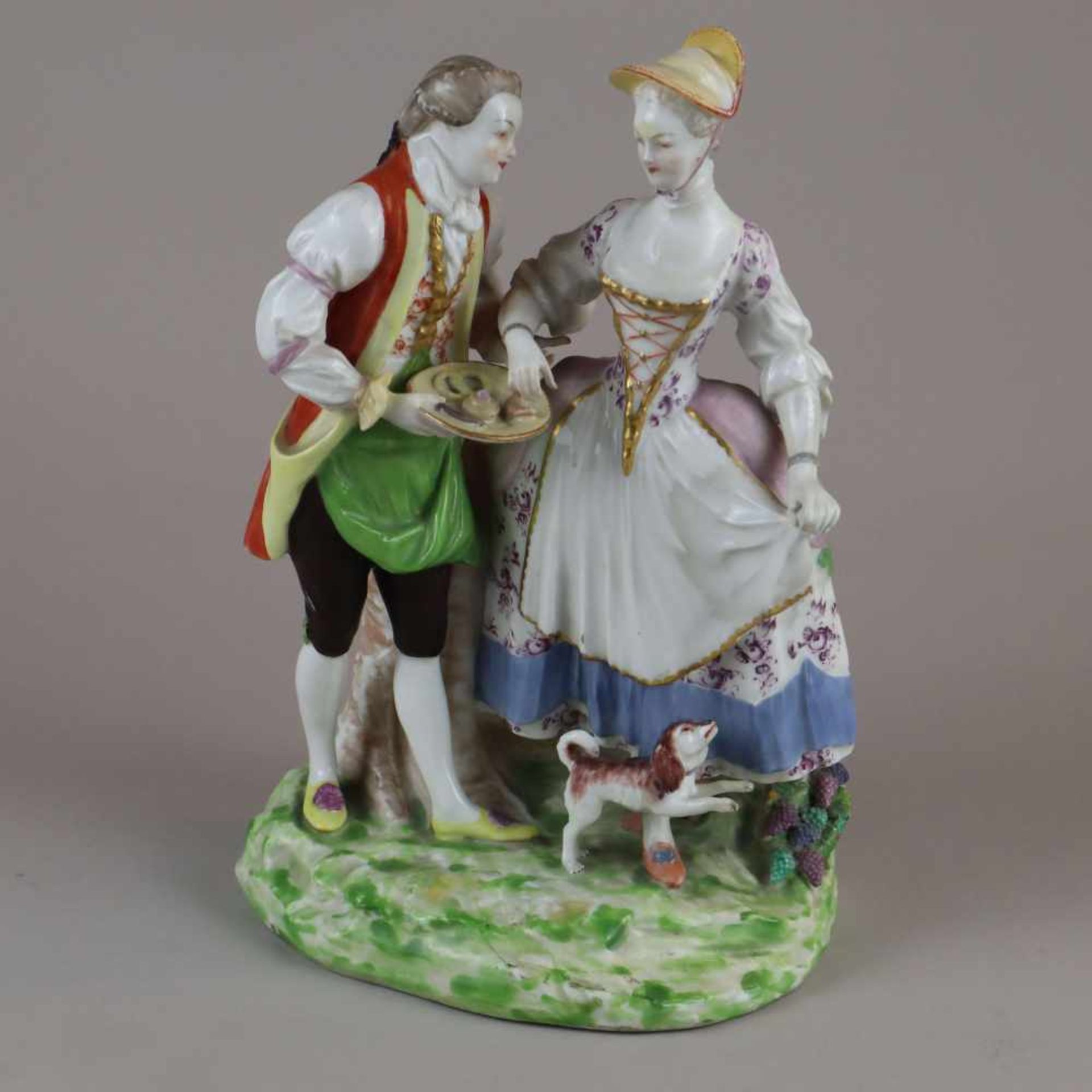 Porzellangruppe "Galantes Paar" - Wien, um 1765, unterglasurblauer Bindenschild,