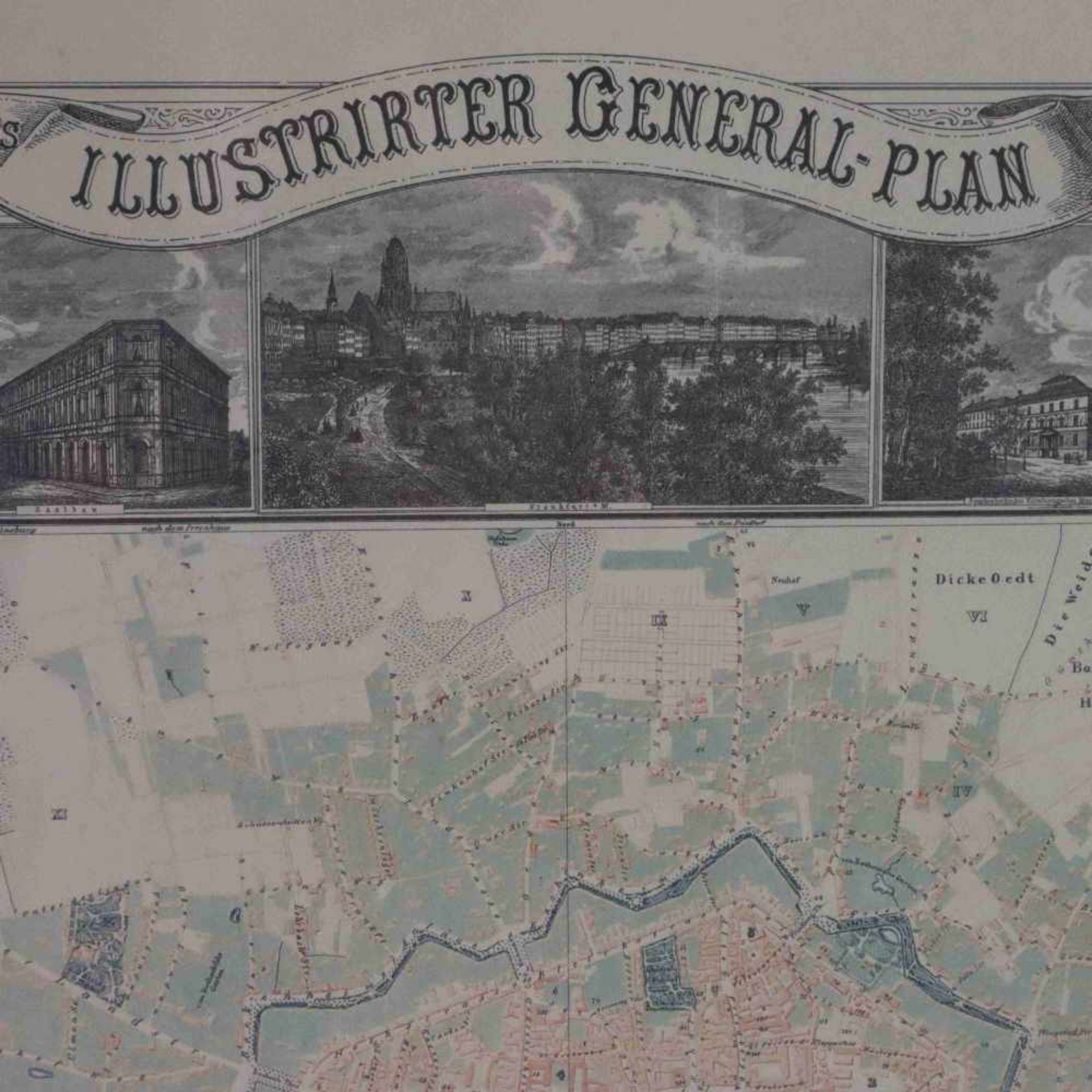 August Ravenstein's Illustrierte General-Plan von Frankfurt a/M - Verlag des Geographischen - Bild 3 aus 7