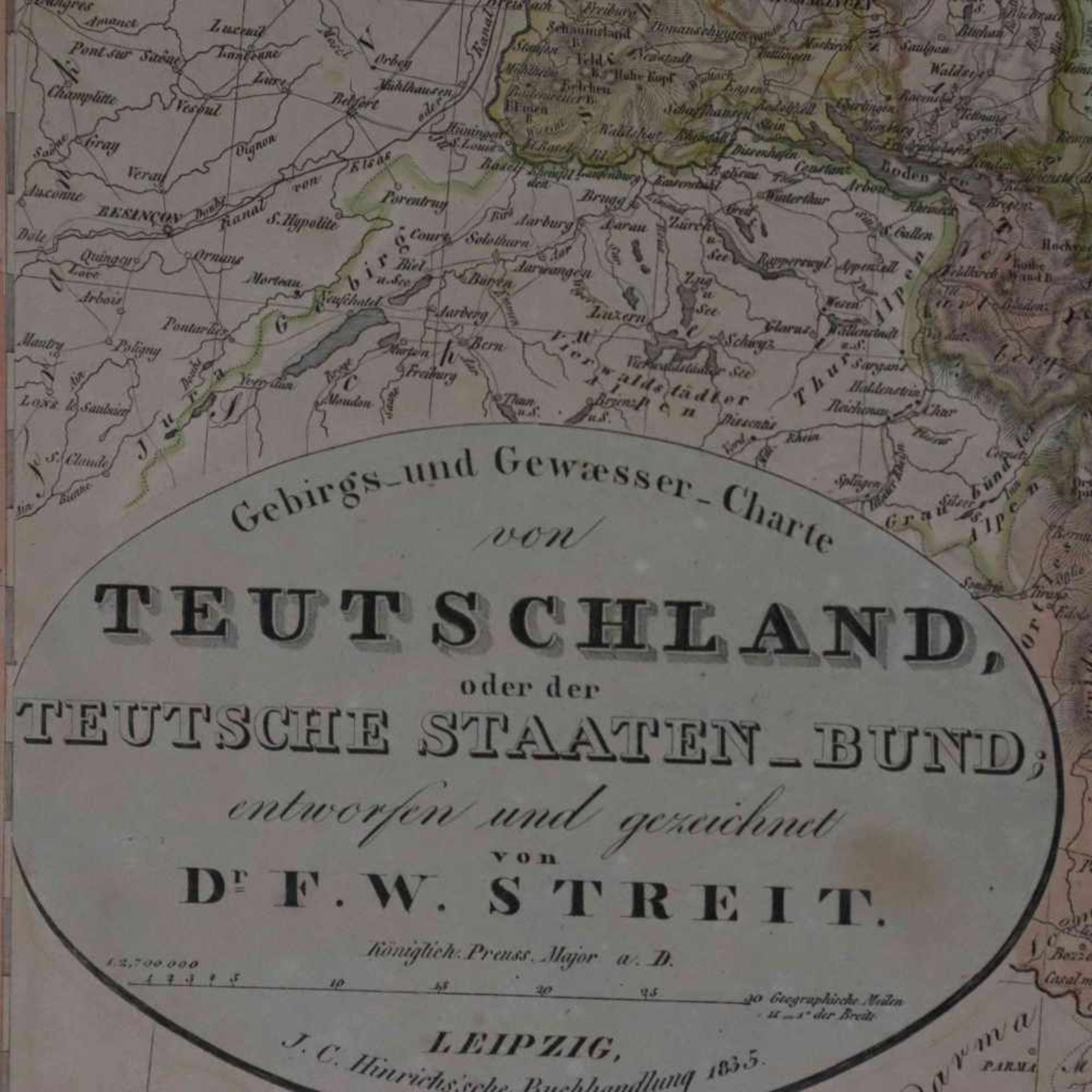Streit, Friedrich Wilhelm (1772 - 1839) - Landkarte Deutschlands, unten links in der Kartusche - Bild 2 aus 6