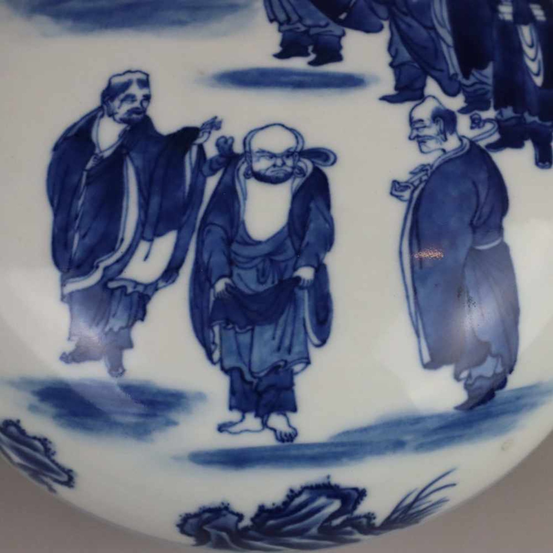 Deckelschale - China,Blau-Weiß-Porzellan, Schale mit bombiertem Stülpdeckel, Bemalung in - Image 4 of 8