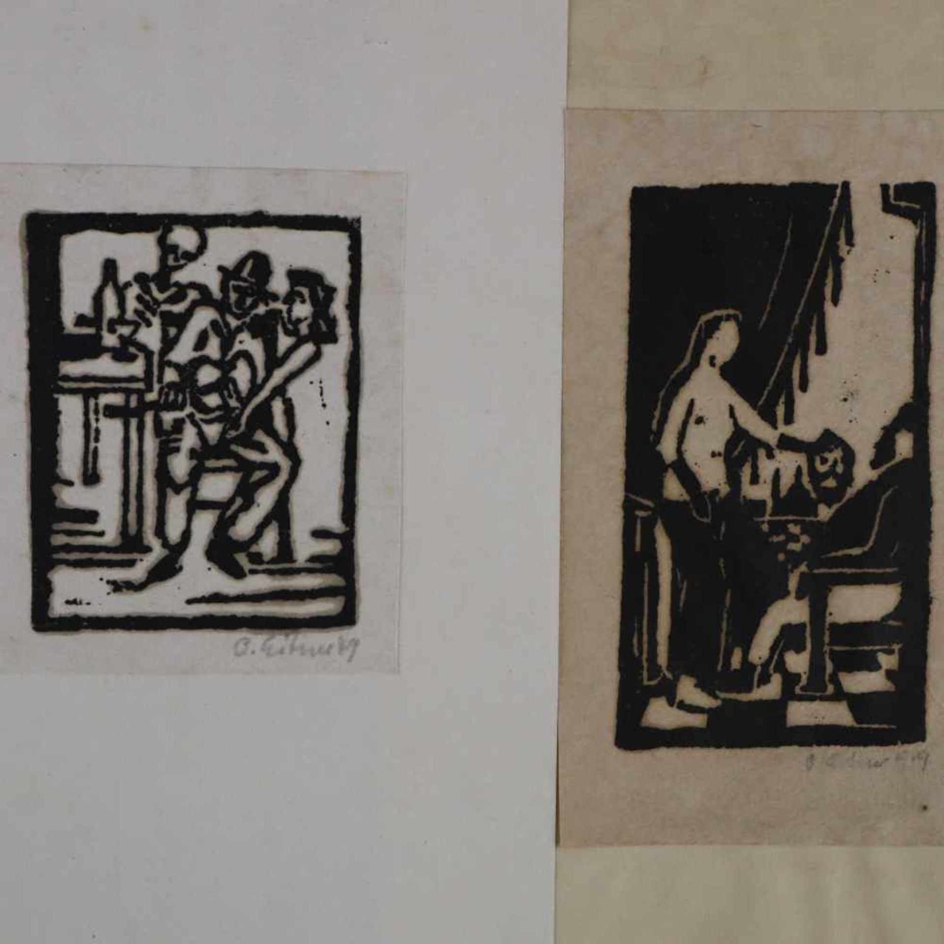 Eitner, Otmar (1929-2008) - Mappe mit Holz-Linolschnitten, 1949/50, Mappe innen bez."Eine kleine - Image 6 of 8