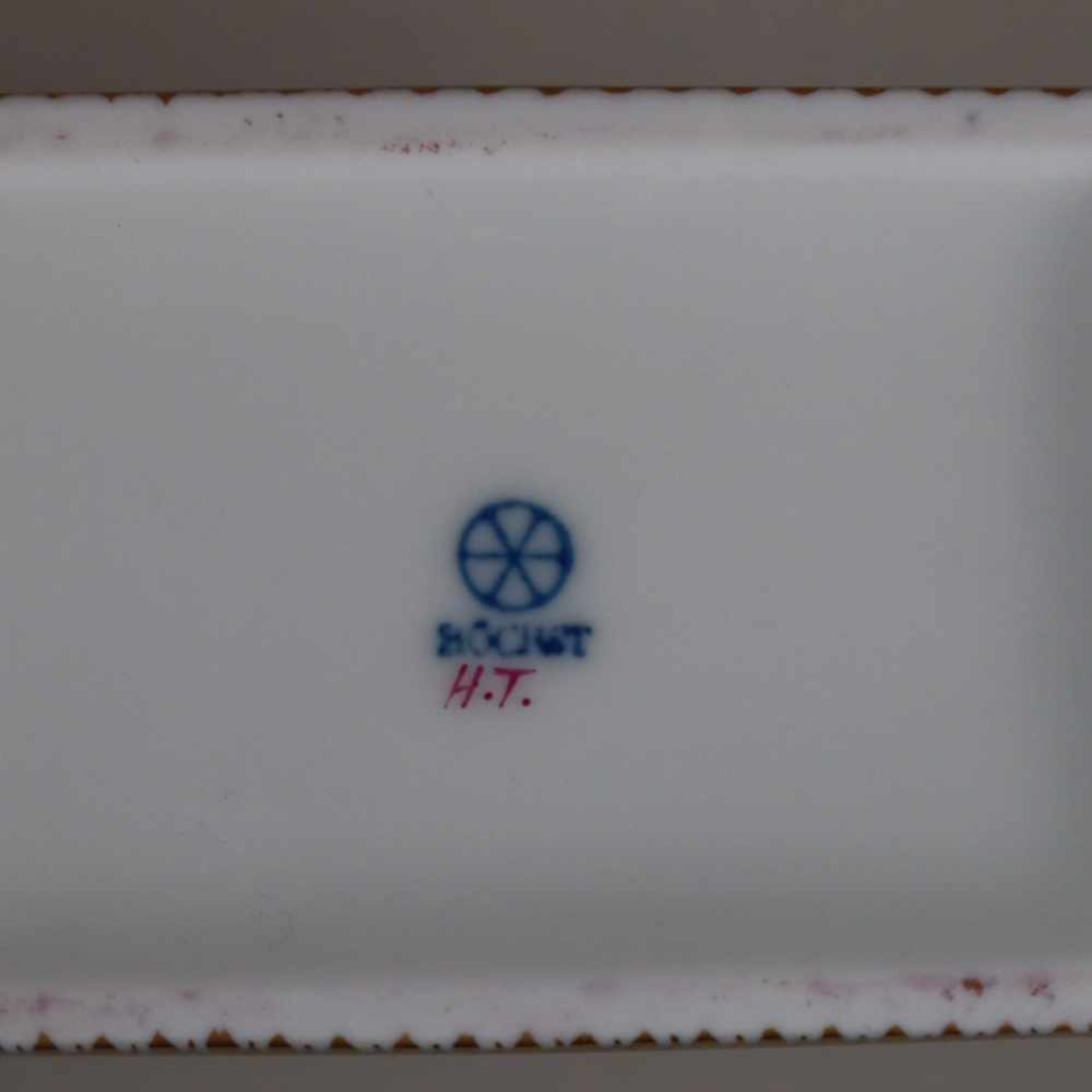 Teedose - Hoechst, blaue Radmarke mit Malerzeichen, quaderförmiger Korpus mit Segmentbogenabschluss, - Bild 9 aus 9