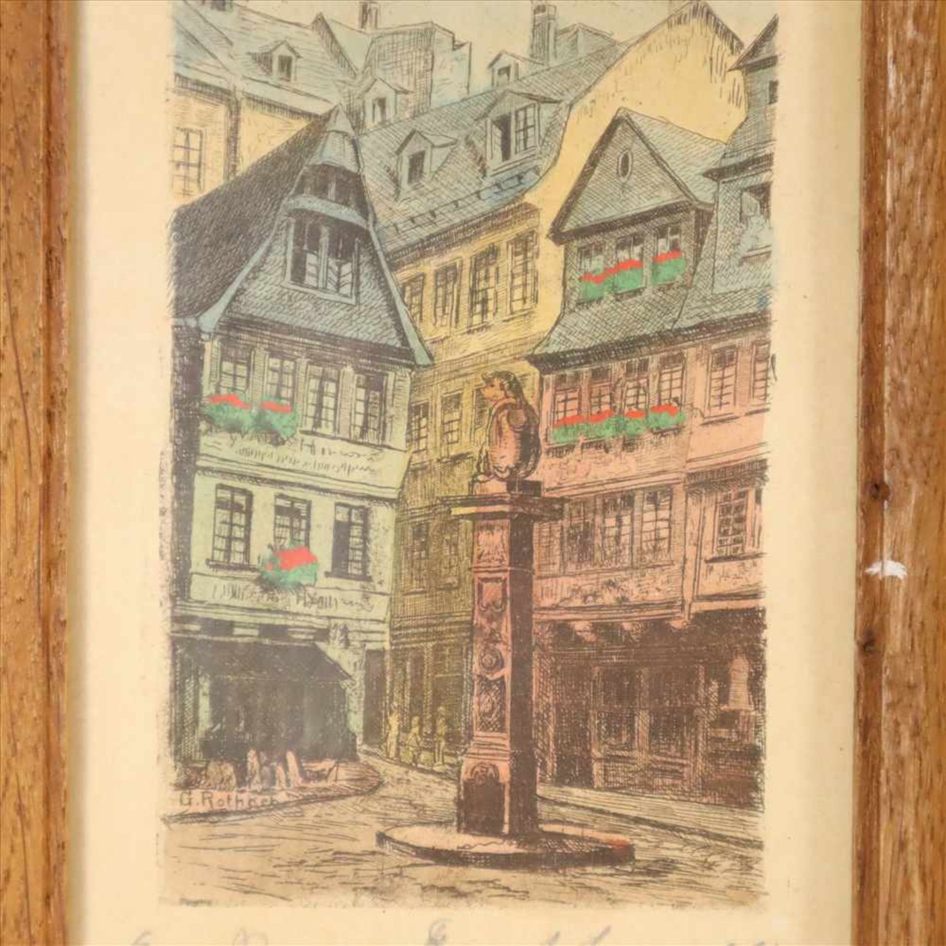 Rothgeb, G. - 5 Alt Frankfurt-Ansichten, Original-Radierungen, koloriert, in Bleistift bezeichnet - Bild 6 aus 6