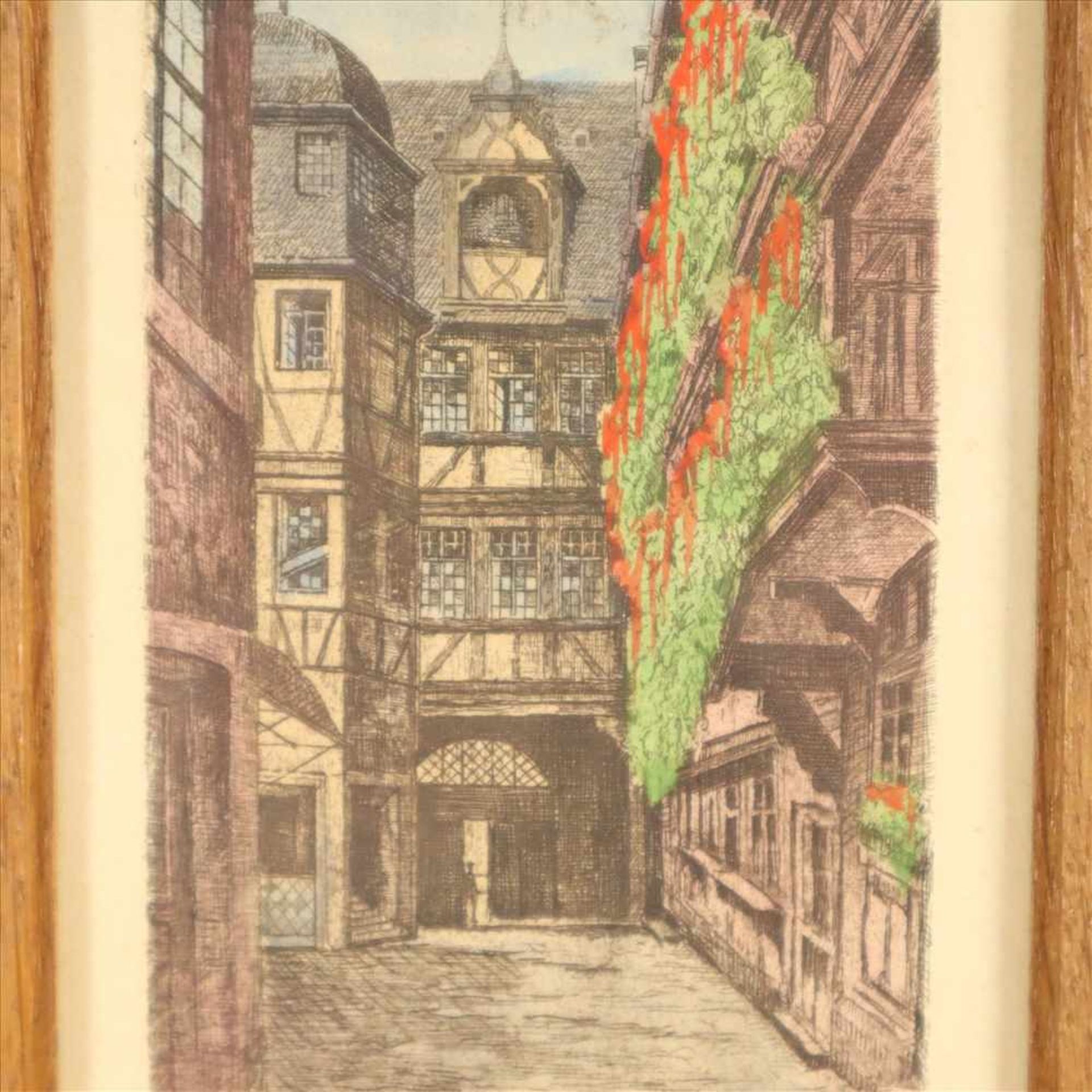 Rothgeb, G. - 5 Alt Frankfurt-Ansichten, Original-Radierungen, koloriert, in Bleistift bezeichnet - Bild 4 aus 6