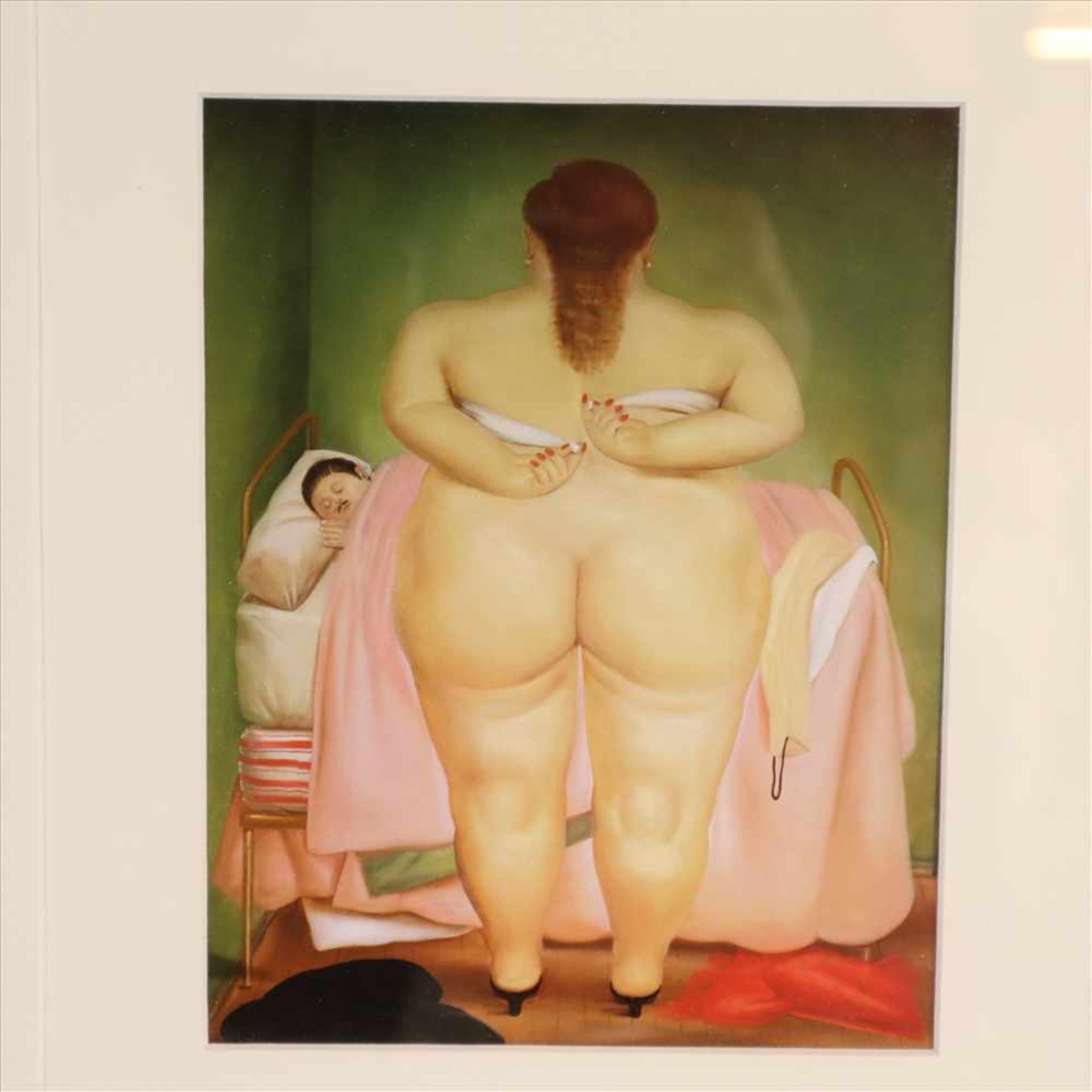 Botero, Fernando (*1932 Medellín) - "Frau den Büstenhalter anziehend", 1976, Farboffsetdruck, mit PP