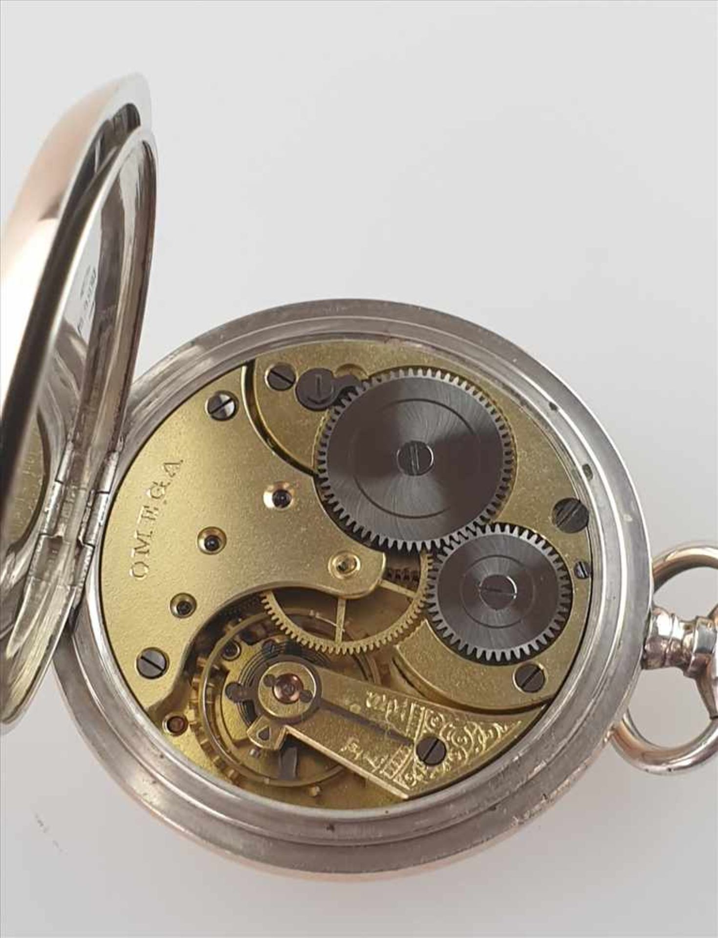 Taschenuhr - 800er Silbergehäuse mit rotgoldenem Lünnettenrand, weißes Emailzifferblatt mit - Bild 4 aus 6