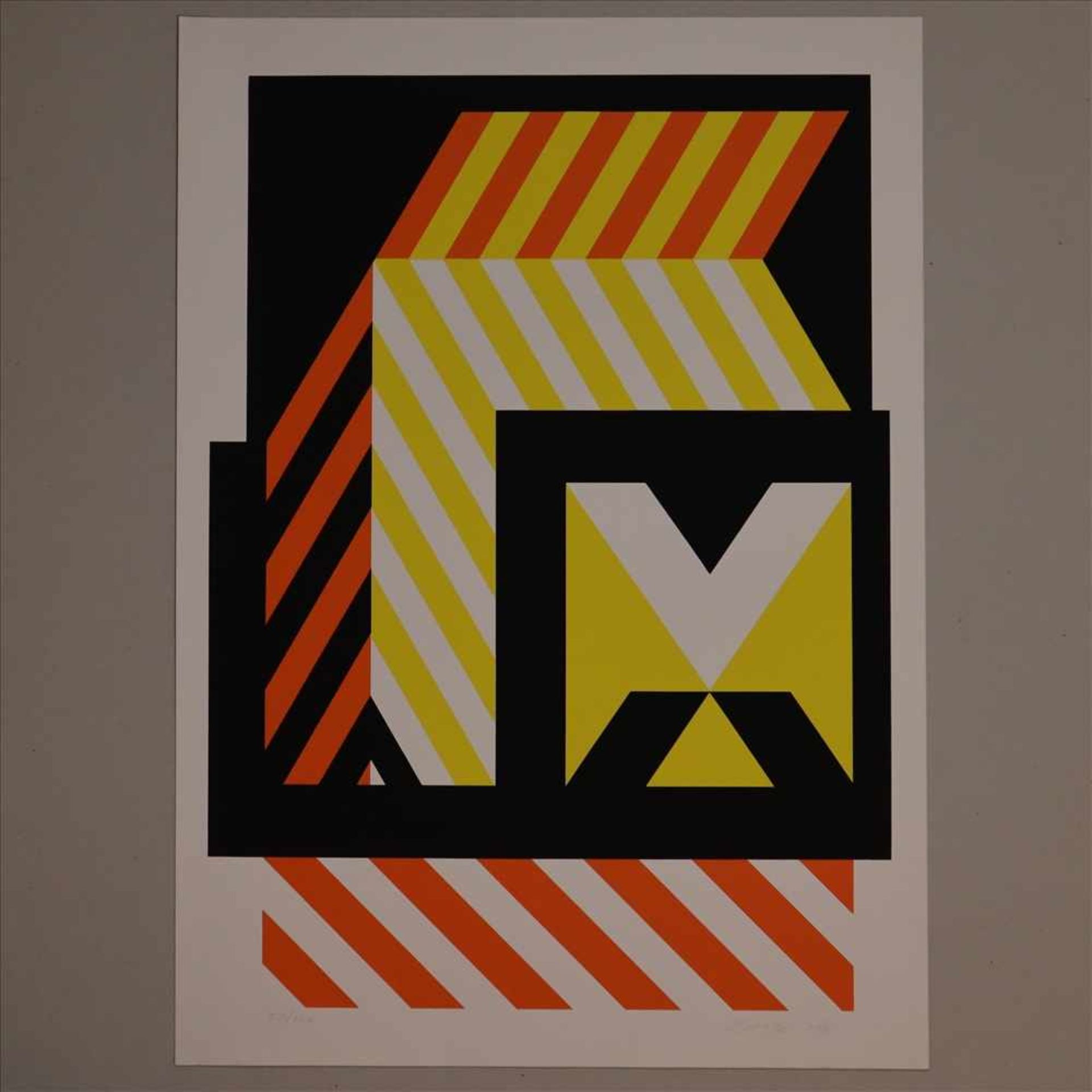 Hajek, Otto Herbert (1927 Kaltenbach - 2005 Stuttgart) - Geometrische Komposition, Farbserigrafie,