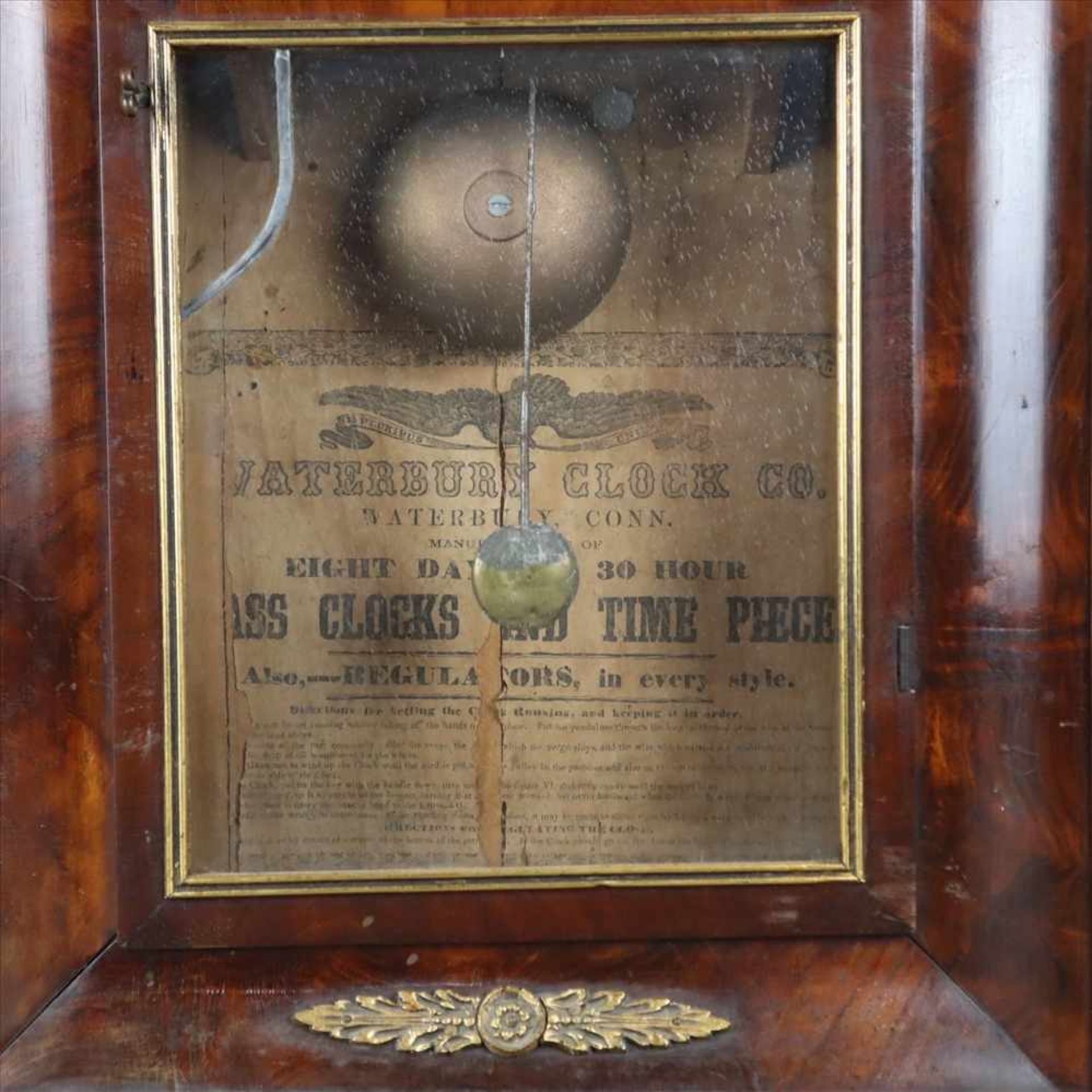 Wandregulator - Waterbury Clock Co., USA, Holzgehäuse mit Messingapplikationen, verglastes - Bild 4 aus 8