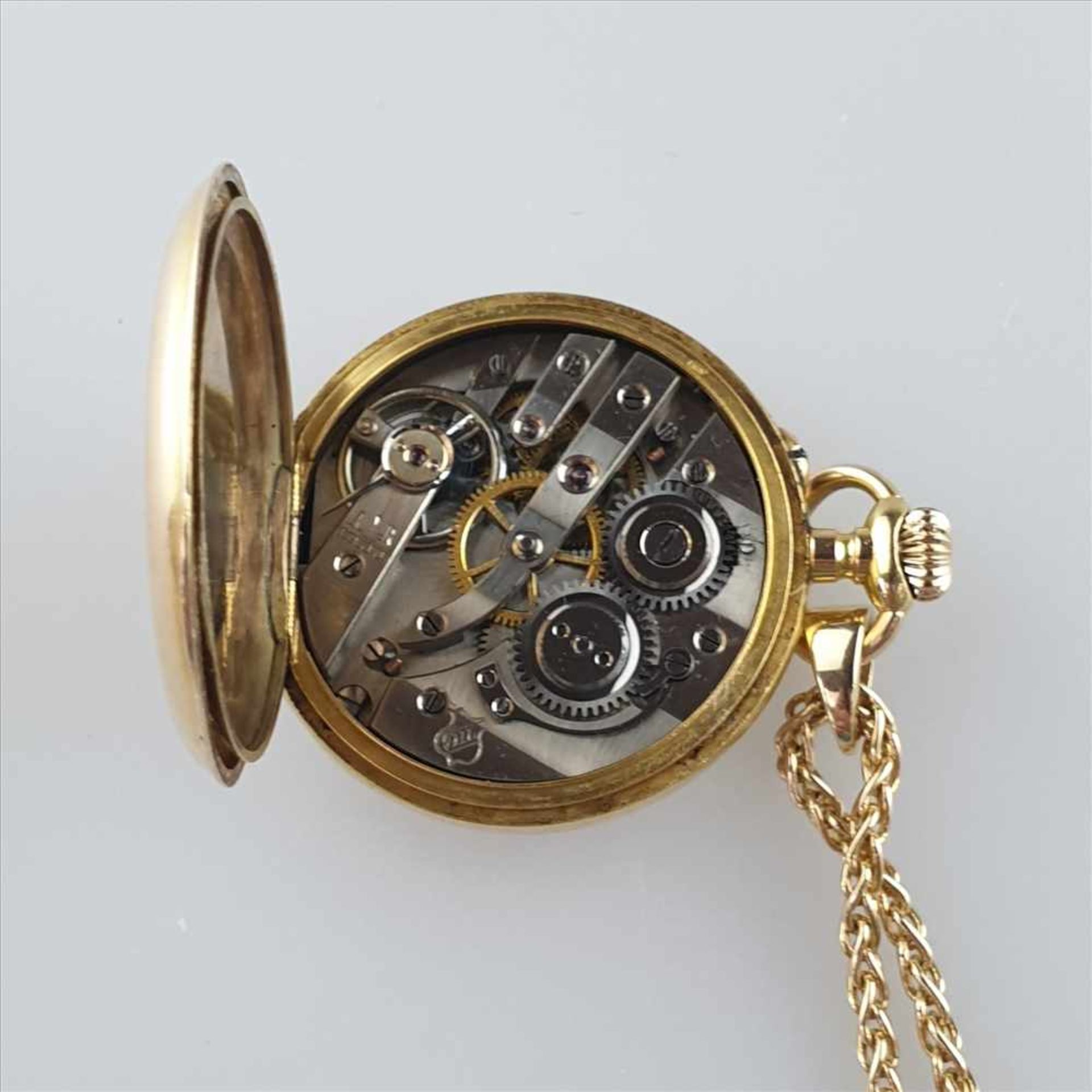 Goldene Taschenuhr mit Kette - V.Henri Leuba, Schweizer Uhr für den russischen Markt,Qualité Boutte, - Bild 7 aus 7