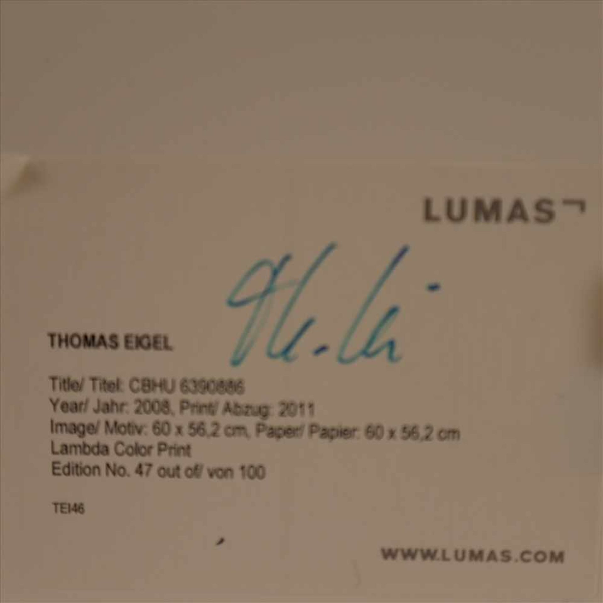 Eigel, Thomas (*1959) - "CBHU 60390886", 2008, Lambda Color Print, aus der Serie "Travellers", Abzug - Bild 2 aus 2