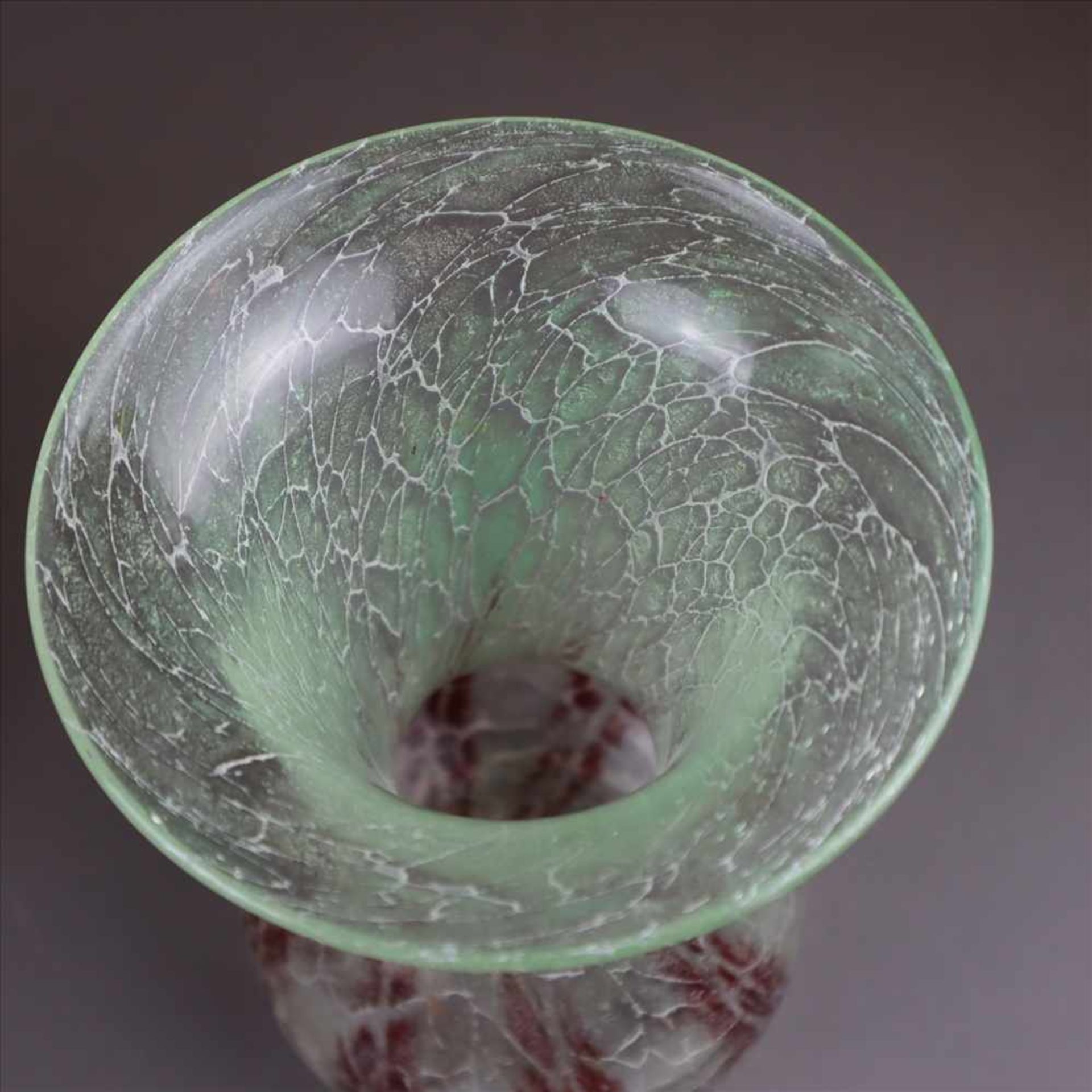Konvolut WMF-Ikora - 3-tlg.: 2 Vasen und Schale,Klarglas mit braun/grünen bzw. orange/braunen - Bild 3 aus 5