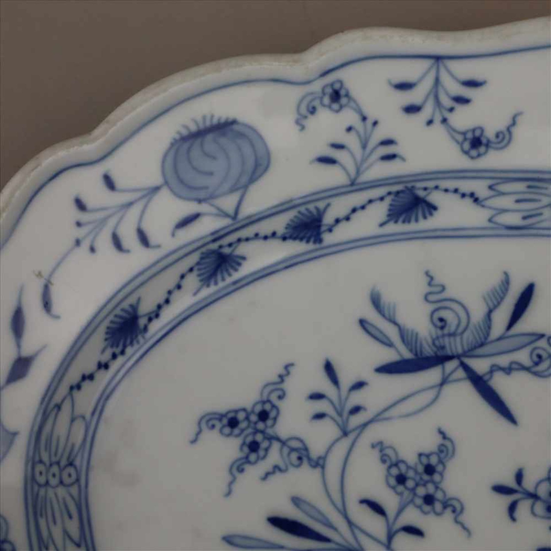 Kleine Platte - Meissen Schwertermarke, um 1900, oval, unterglasurblaues Zwiebelmuster, ca. - Bild 3 aus 6