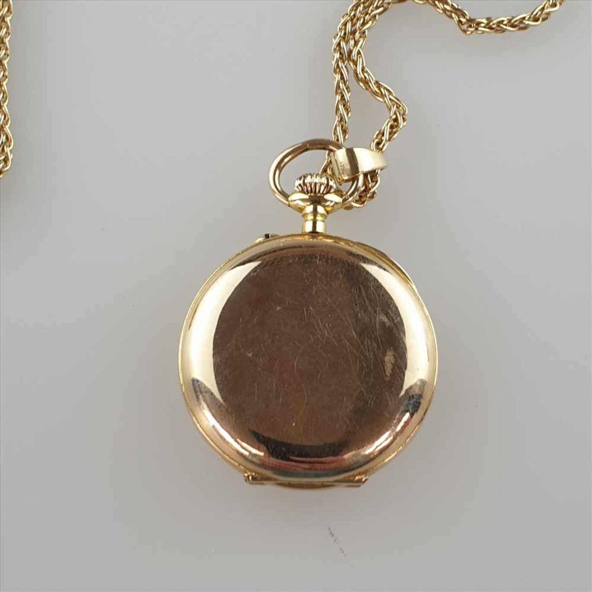 Goldene Taschenuhr mit Kette - V.Henri Leuba, Schweizer Uhr für den russischen Markt,Qualité Boutte, - Bild 4 aus 7