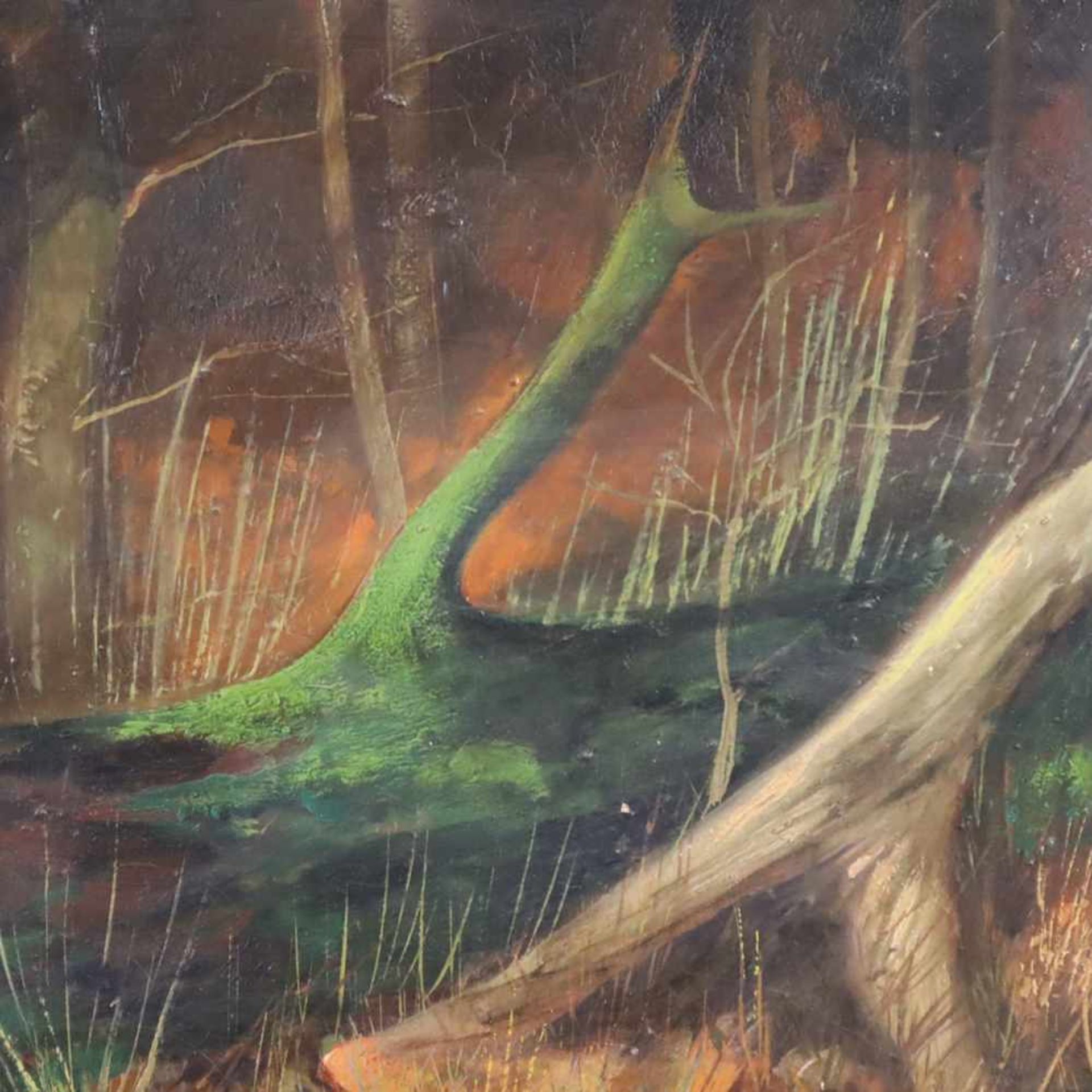 Lanz, O.K. - "Späte Sonne im Wald", Öl auf Leinwand, u. re. sign u, dat. 'O.K.Lanz 1946' verso - Bild 4 aus 10