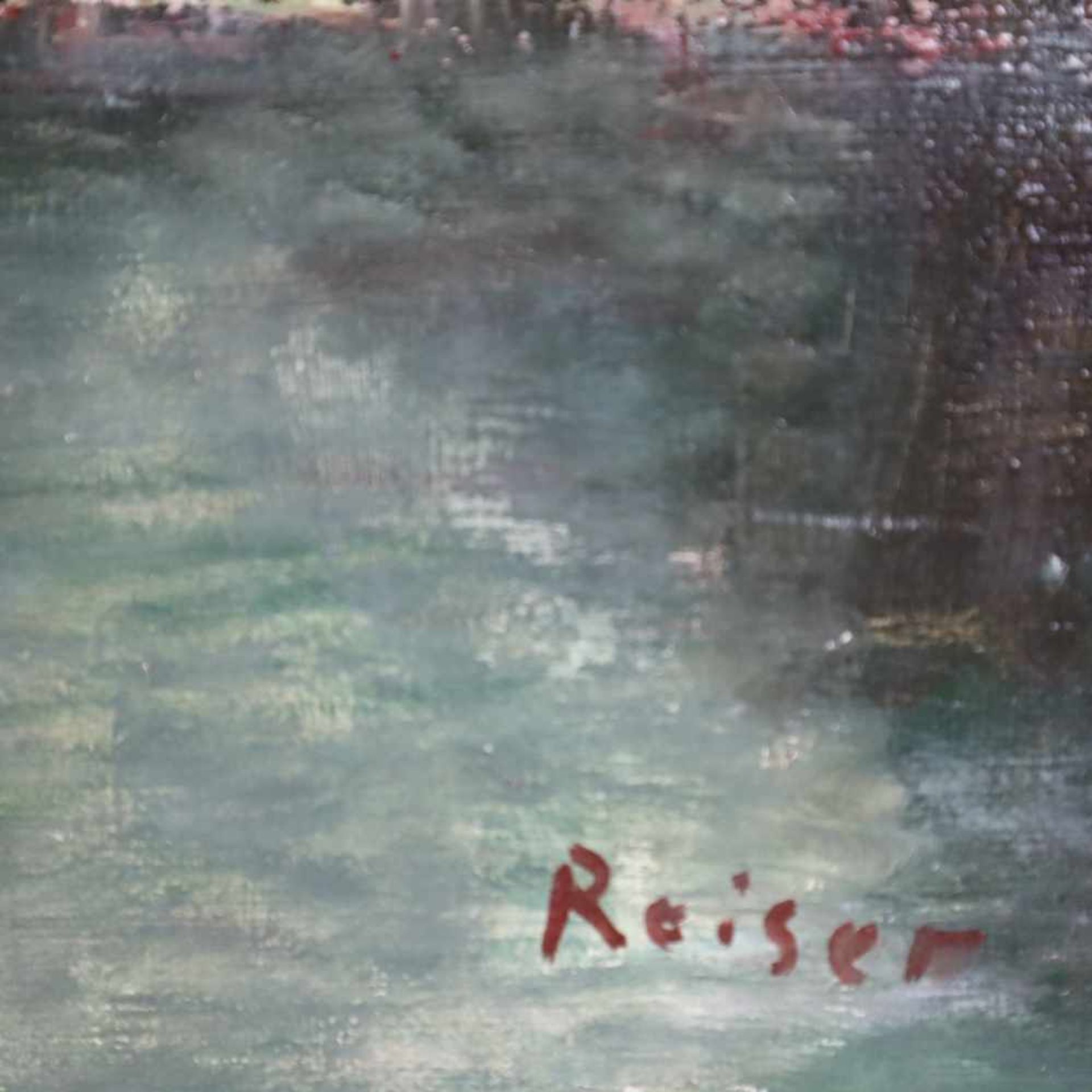 Reiser - Teichlandschaft, Öl auf Leinwand, u. re. signiert “Reiser“, ca. 50 x 60 cm, ungerahmt- - - - Bild 4 aus 4