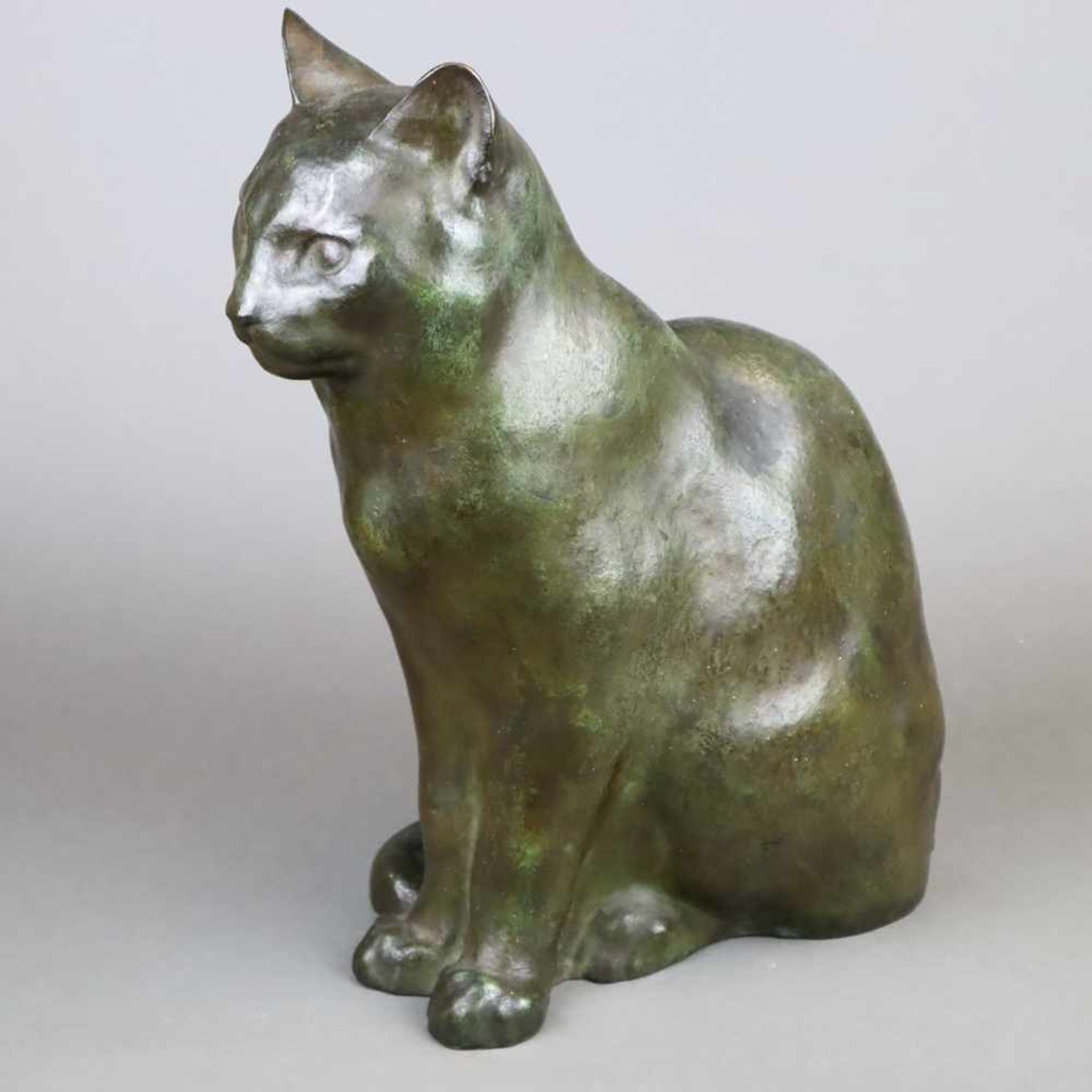 Cauer, Ed. (geb. 1905 - ?) - Sitzende Katze, Bronze, dunkel patiniert, naturalistische Darstellung - Bild 2 aus 8