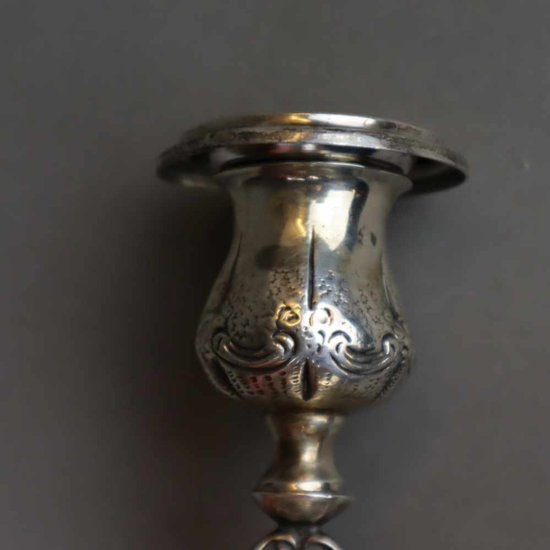 Zwei Kerzenhalter - 800er Silber, 1x kleiner Kerzenhalter mit Kerzendorn, oktogonaler Stand mit - Bild 3 aus 7