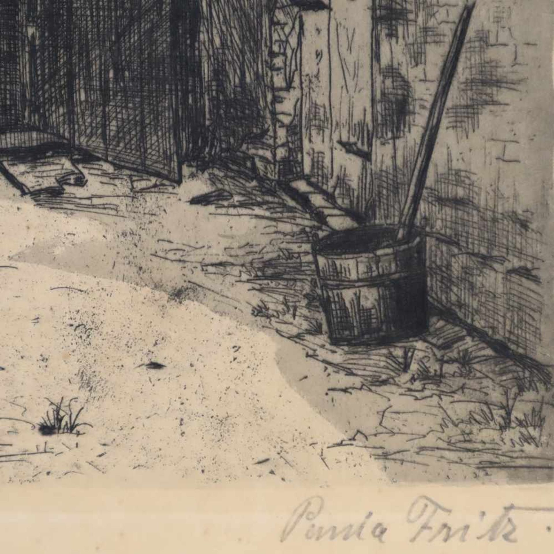 Fritz, Paula - Bauernhof, Radierung auf Papier, u. re. sign., ca. 16,5 x 19 cm, ungerahmt - - -18.50 - Bild 4 aus 4