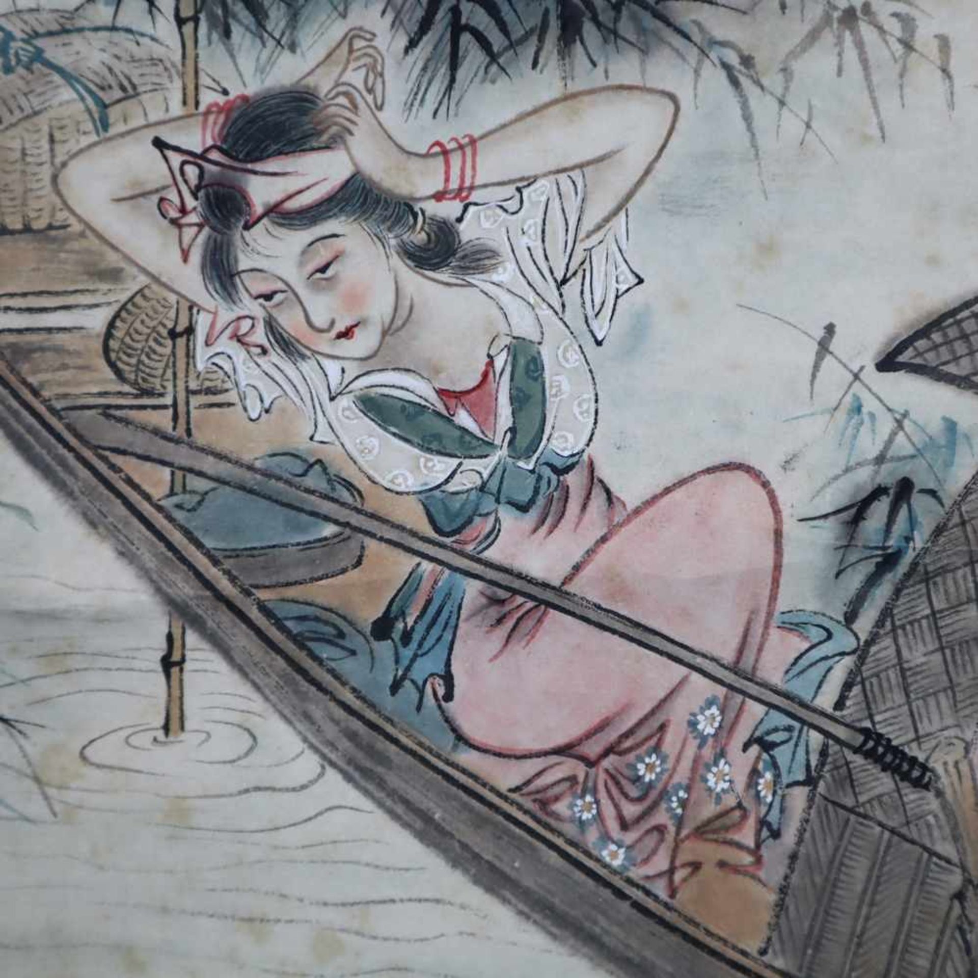 Cai Heding, young lady in a boot, colour ink on paper, size 91 x 35, upper side - Bild 4 aus 11