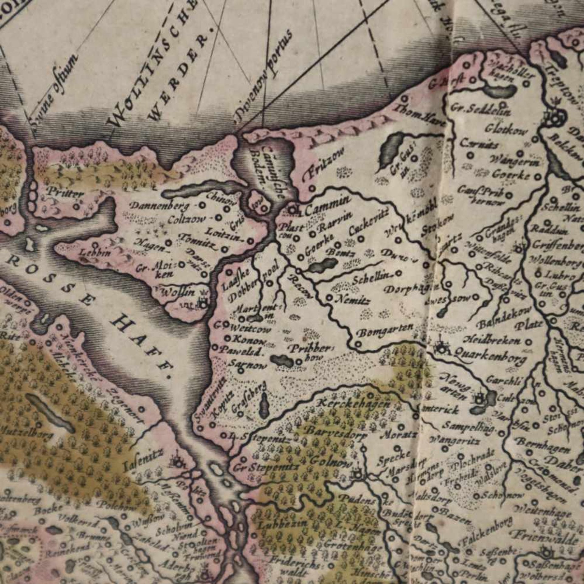 Landkarte von Pommern - "Nova illustrissimi Ducatus Pomeraniae tabula", Kupferstichkarte, Grenzen - Bild 6 aus 7