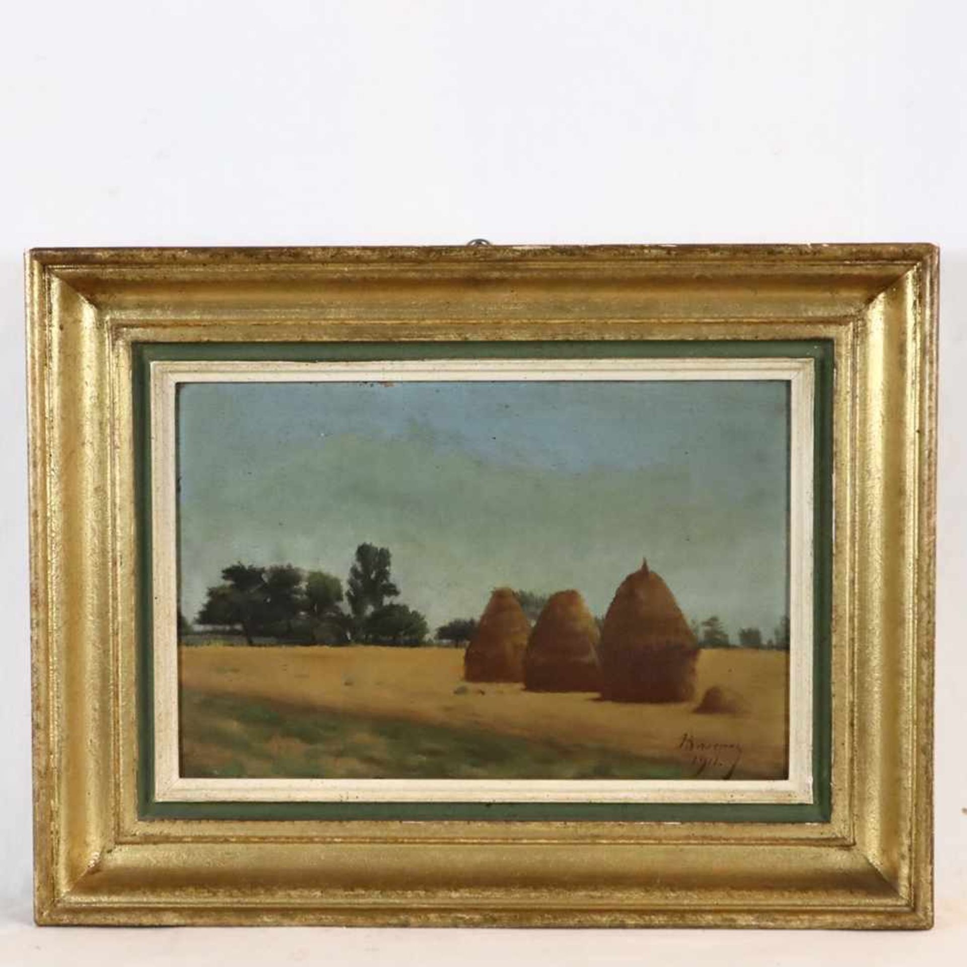 Unbekannter Künstler - Heuernte, Öl auf Holzplatte, u. re. undeutl. sign. "B..." u. dat. „1911“, ca.
