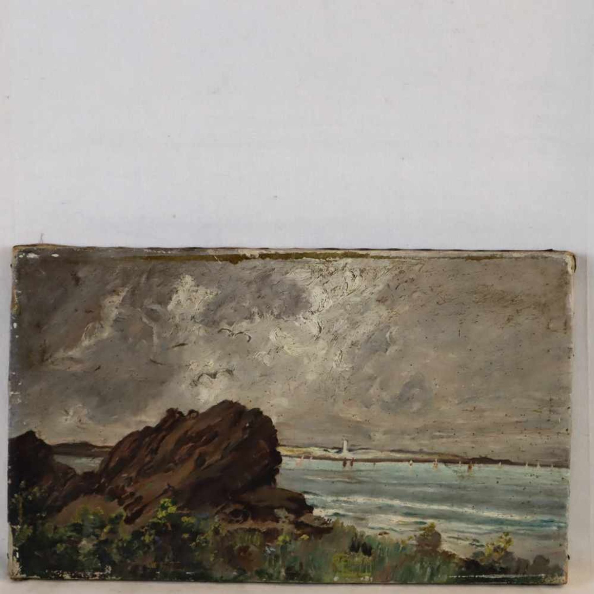 Bauday G. - Blick auf die Meeresküste, Öl auf Leinwand, u. mittig sign. u. dat „1901“, ca. 21 x 36