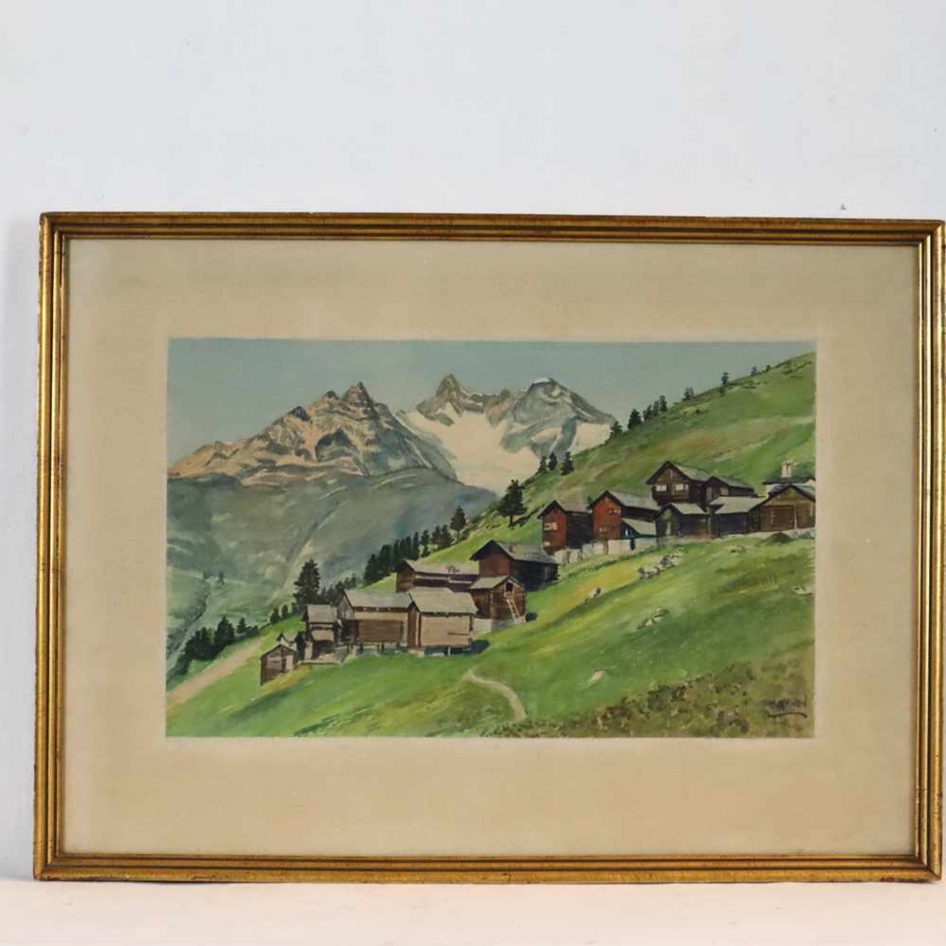 Annen C. - Alpenpanorama, Aquarell auf Papier, u. re. sign., ca 21 x 34 cm, unter Glas